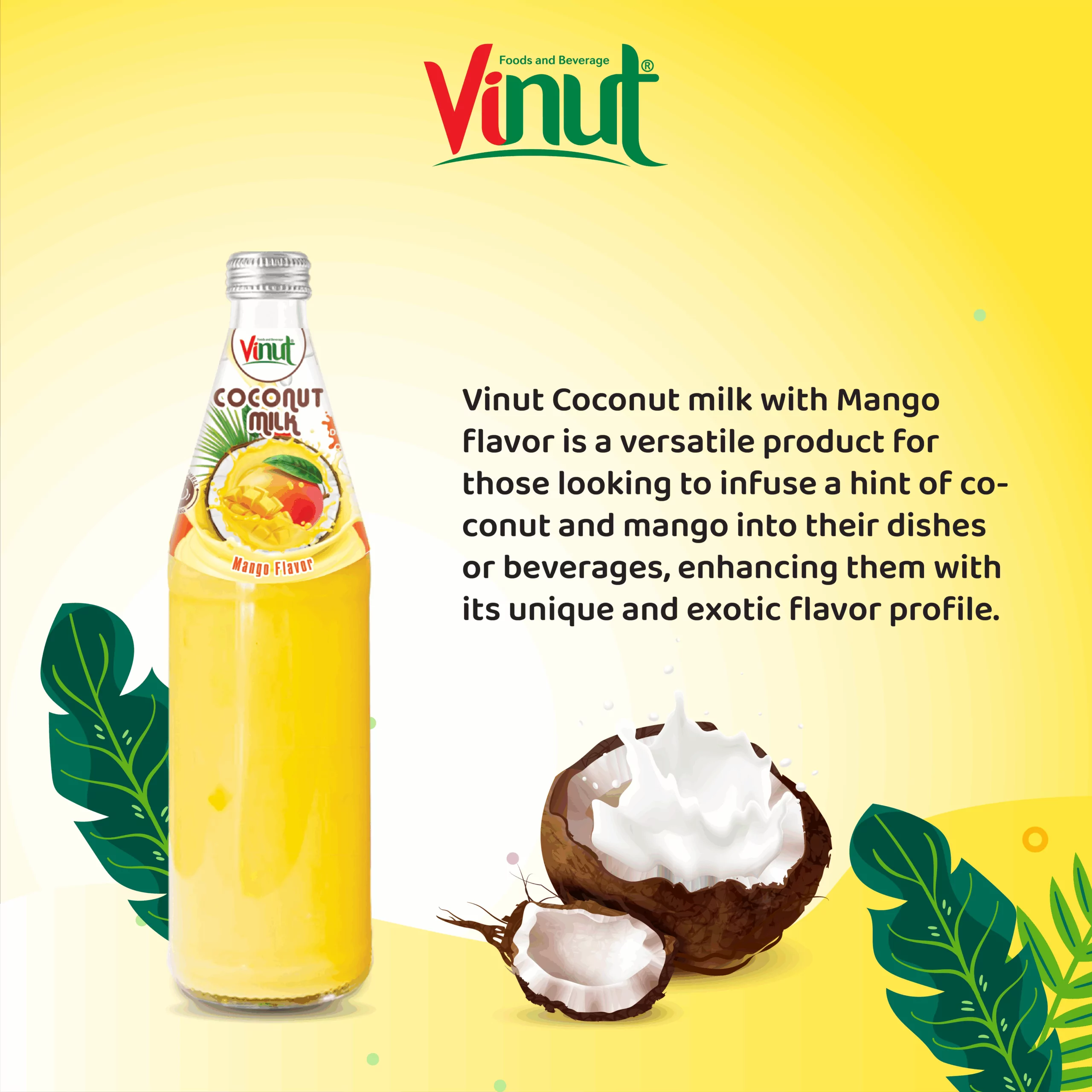 490ml Vinut Bottle Coconut milk Mango with Nata de coco
