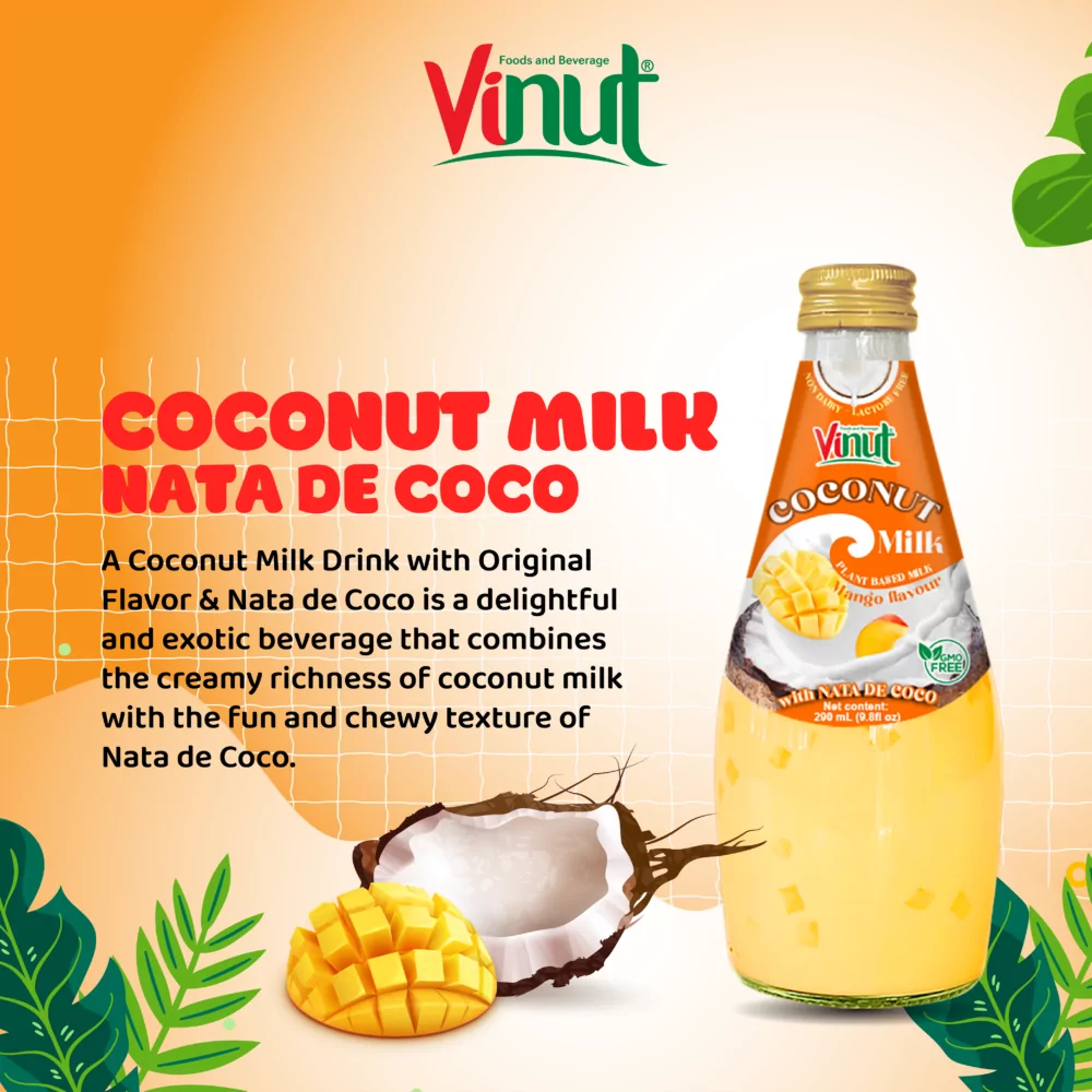 9.8 fl oz Vinut Bottle Coconut milk & Mango with Nata de coco