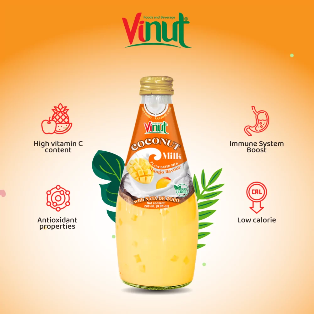 9.8 fl oz Vinut Bottle Coconut milk & Mango with Nata de coco