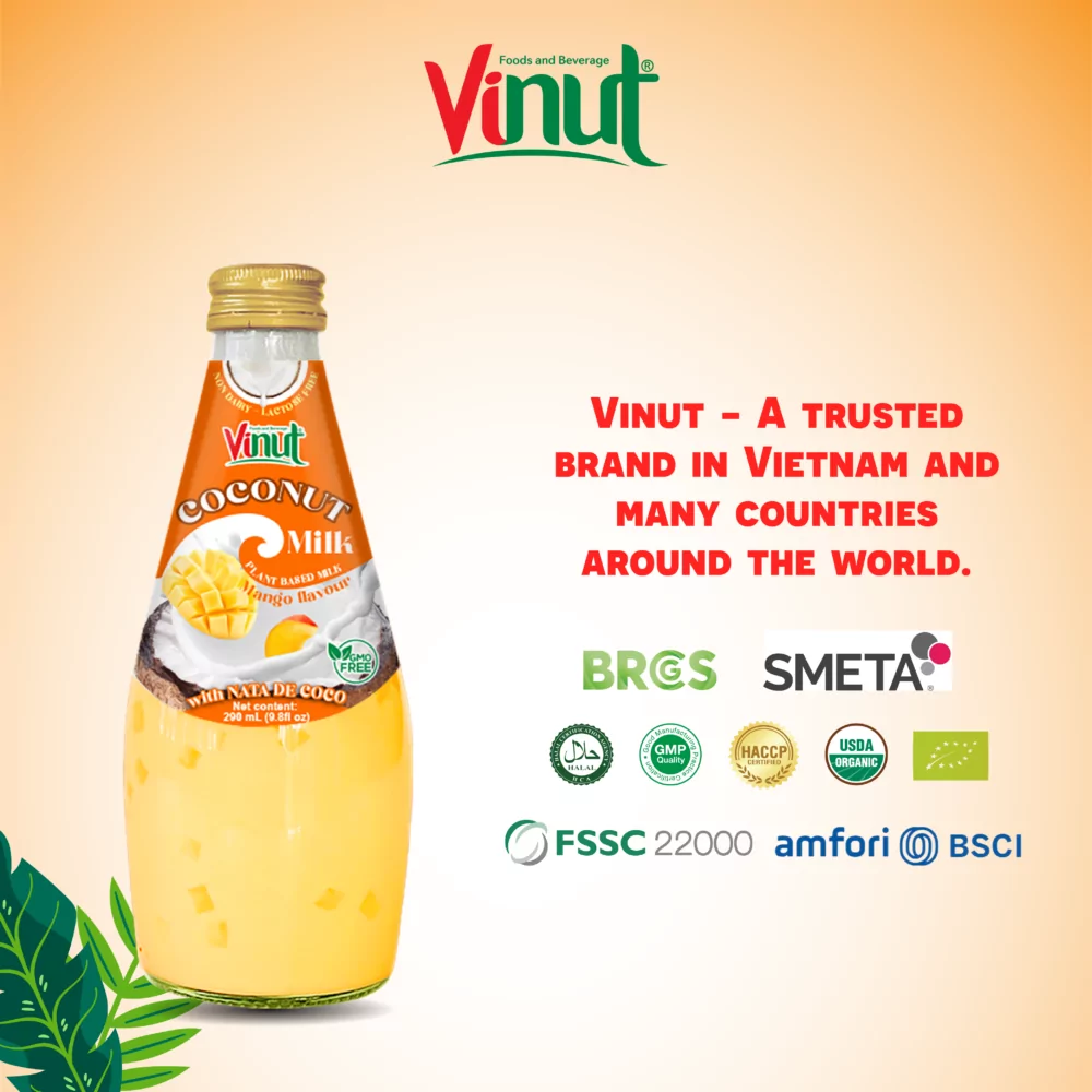 9.8 fl oz Vinut Bottle Coconut milk & Mango with Nata de coco