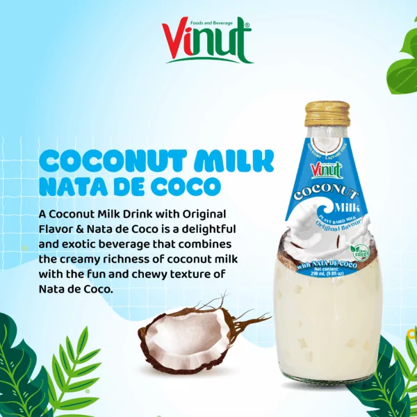 9.8 fl oz Vinut Bottle Coconut milk Original with Nata de coco