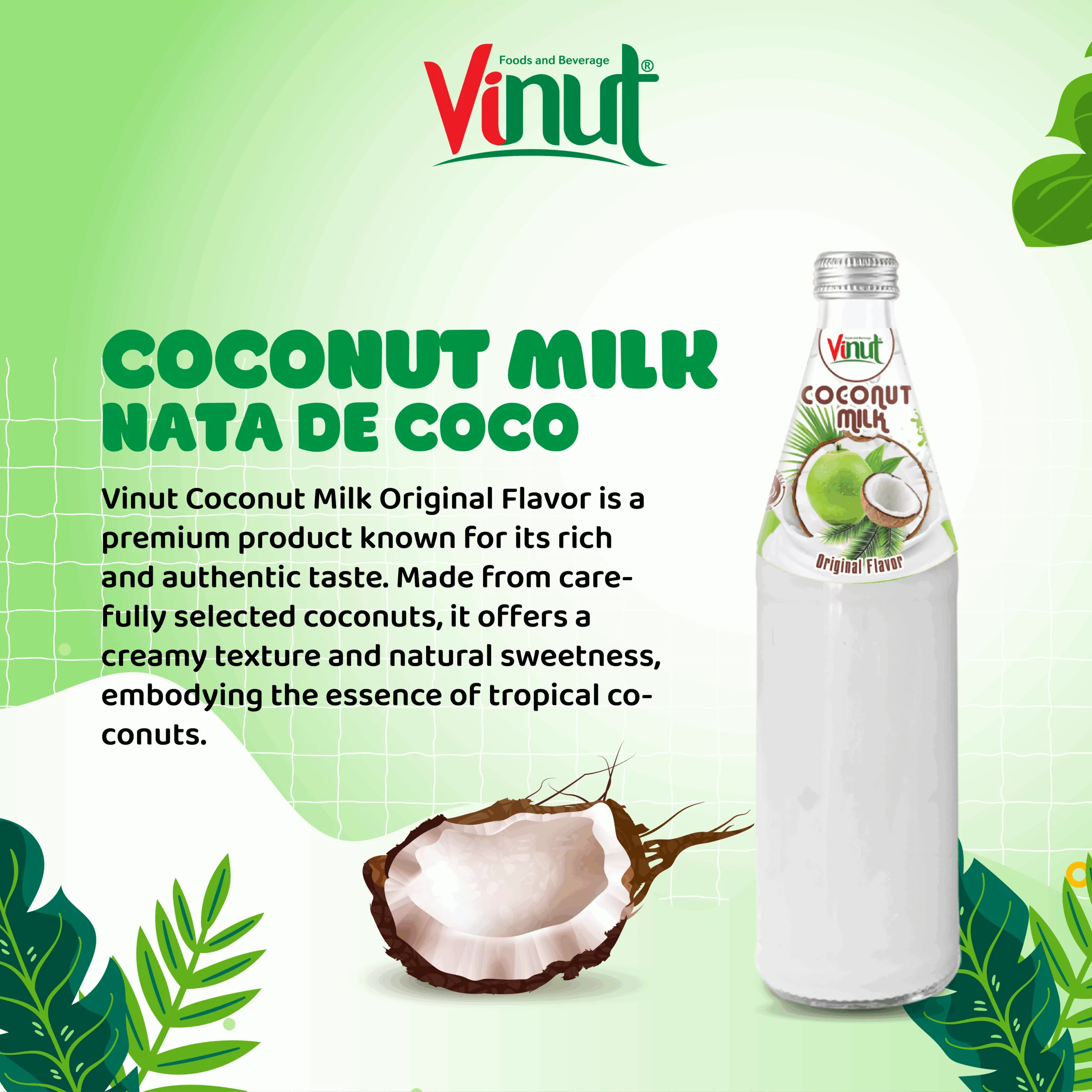 490ml Vinut Bottle Coconut milk Original with Nata de coco
