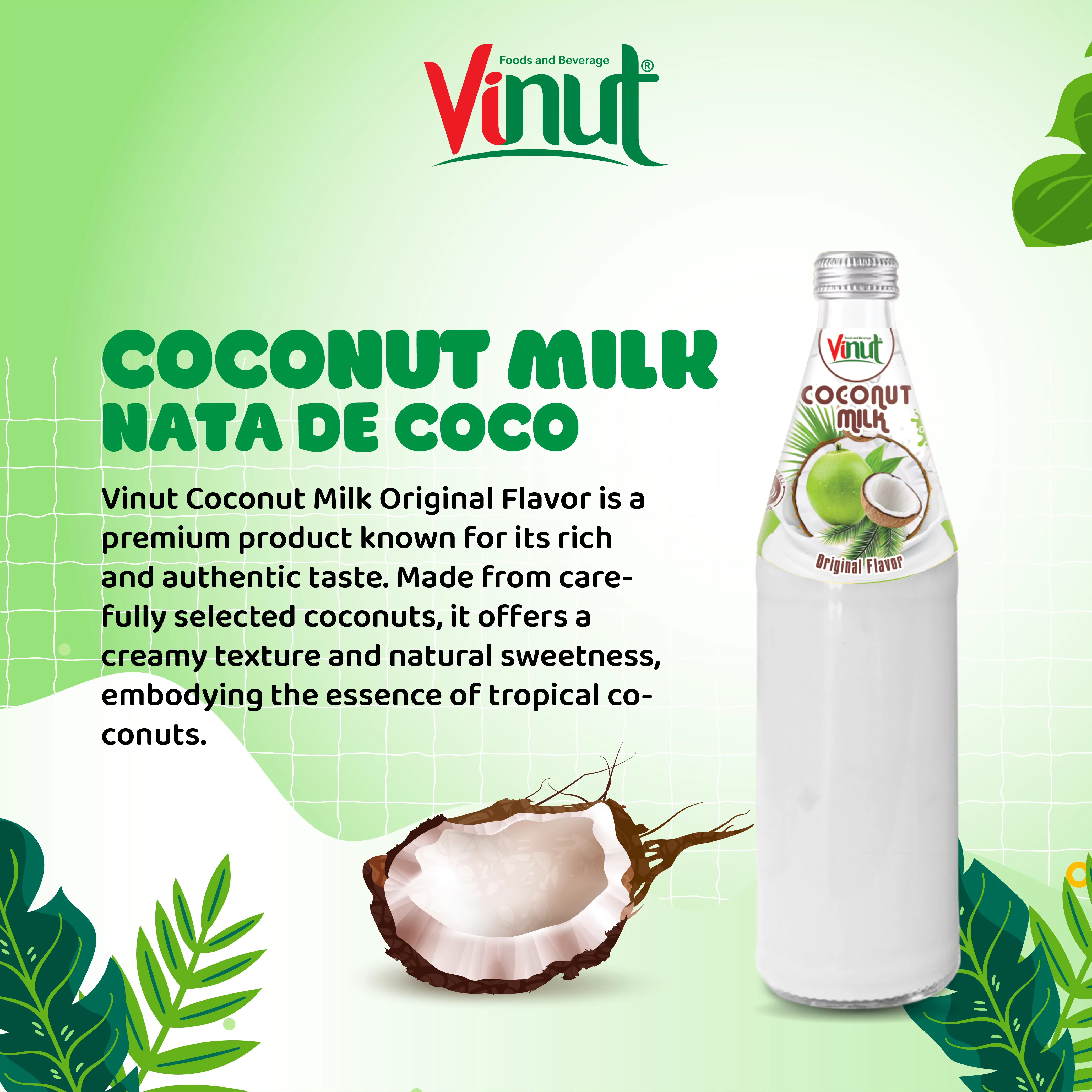 490ml Vinut Bottle Coconut milk Original with Nata de coco