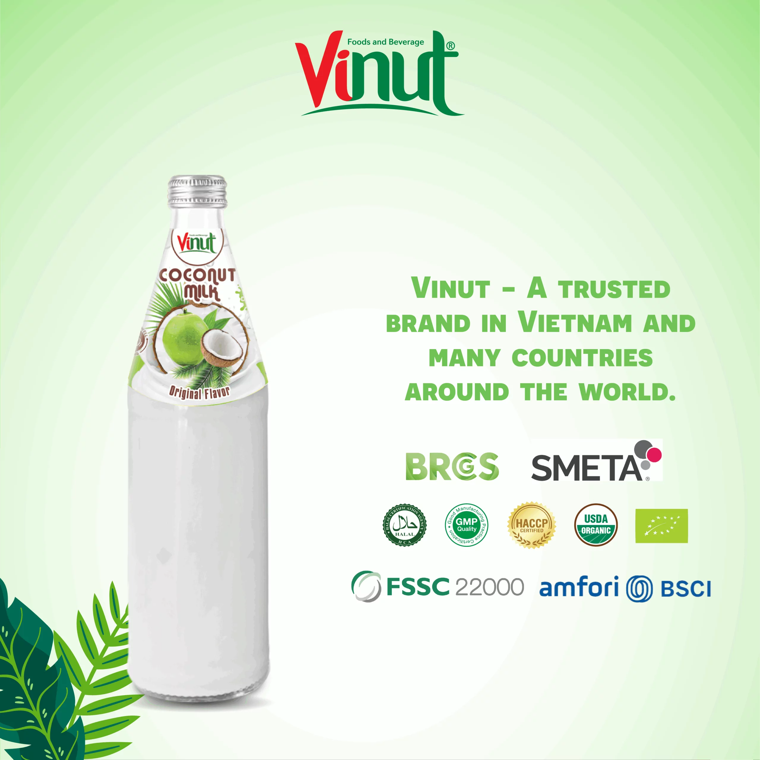 490ml Vinut Bottle Coconut milk Original with Nata de coco 490ml Vinut Bottle Coconut milk Original with Nata de coco