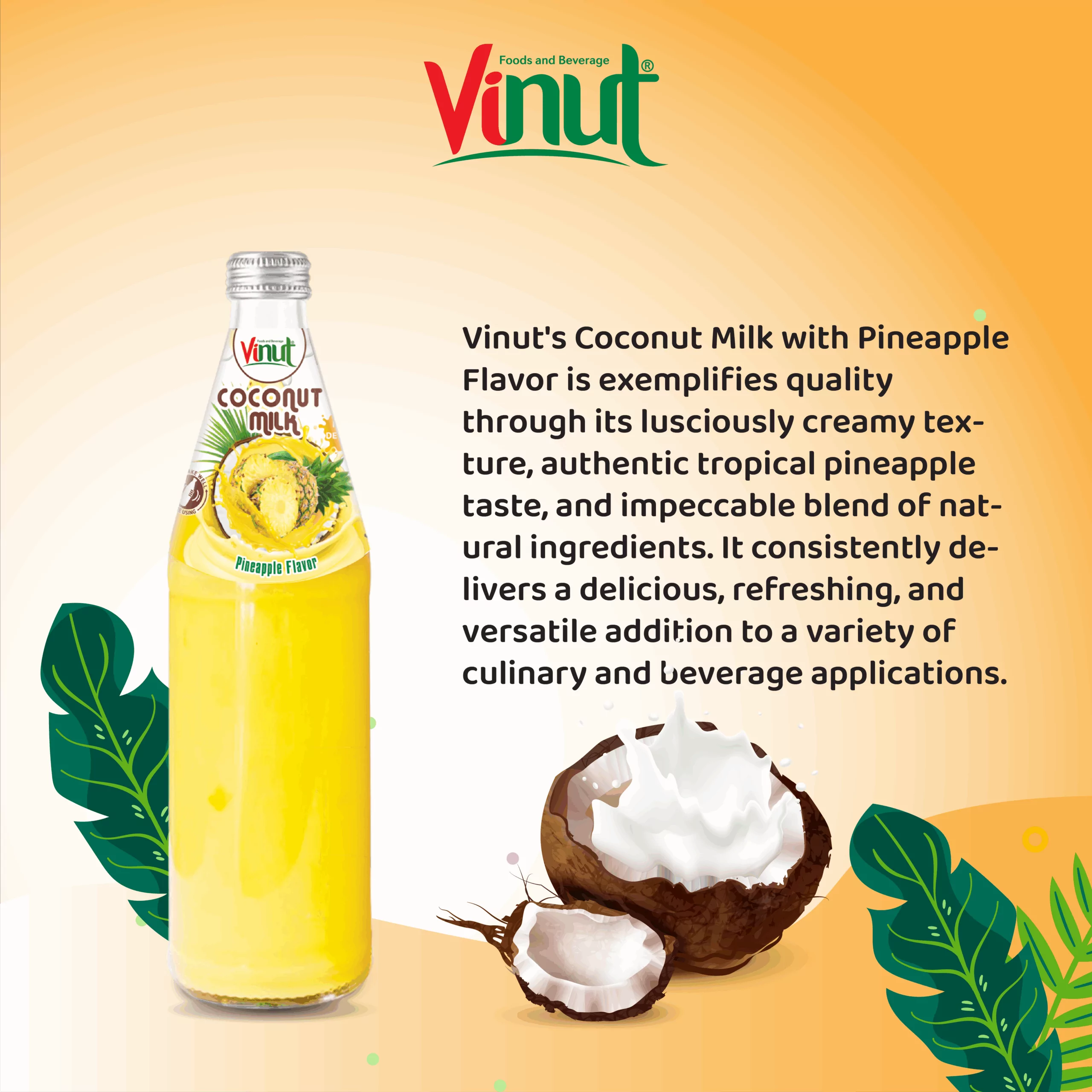 490ml Vinut Bottle Coconut milk Pineapple with Nata de coco