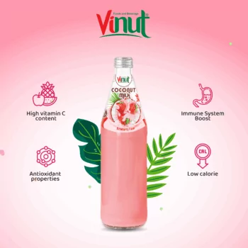 490ml Vinut Bottle Coconut milk Strawberry with Nata de coco
