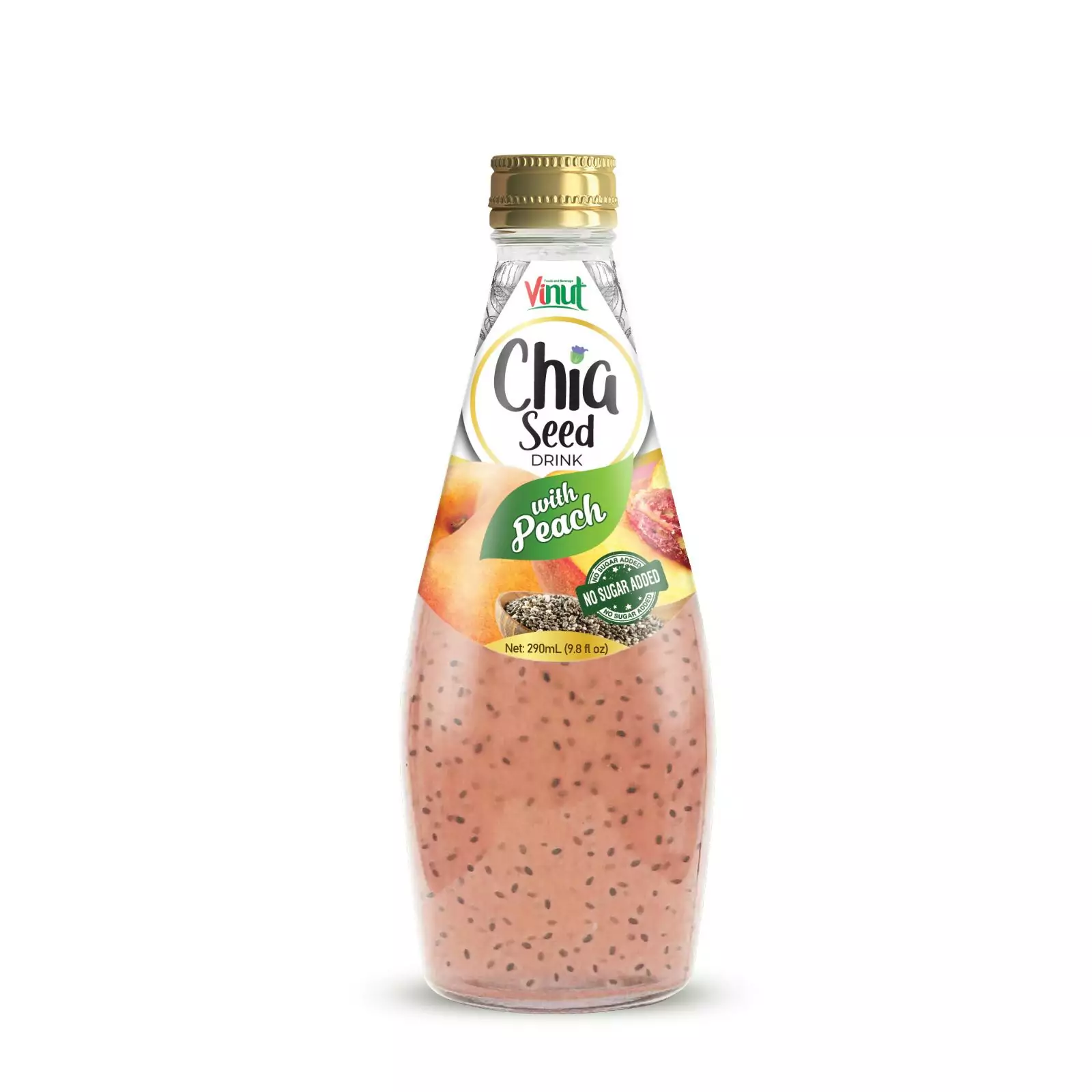 9.8 fl oz Vinut Chia seed drink with Peach (no sugar added)