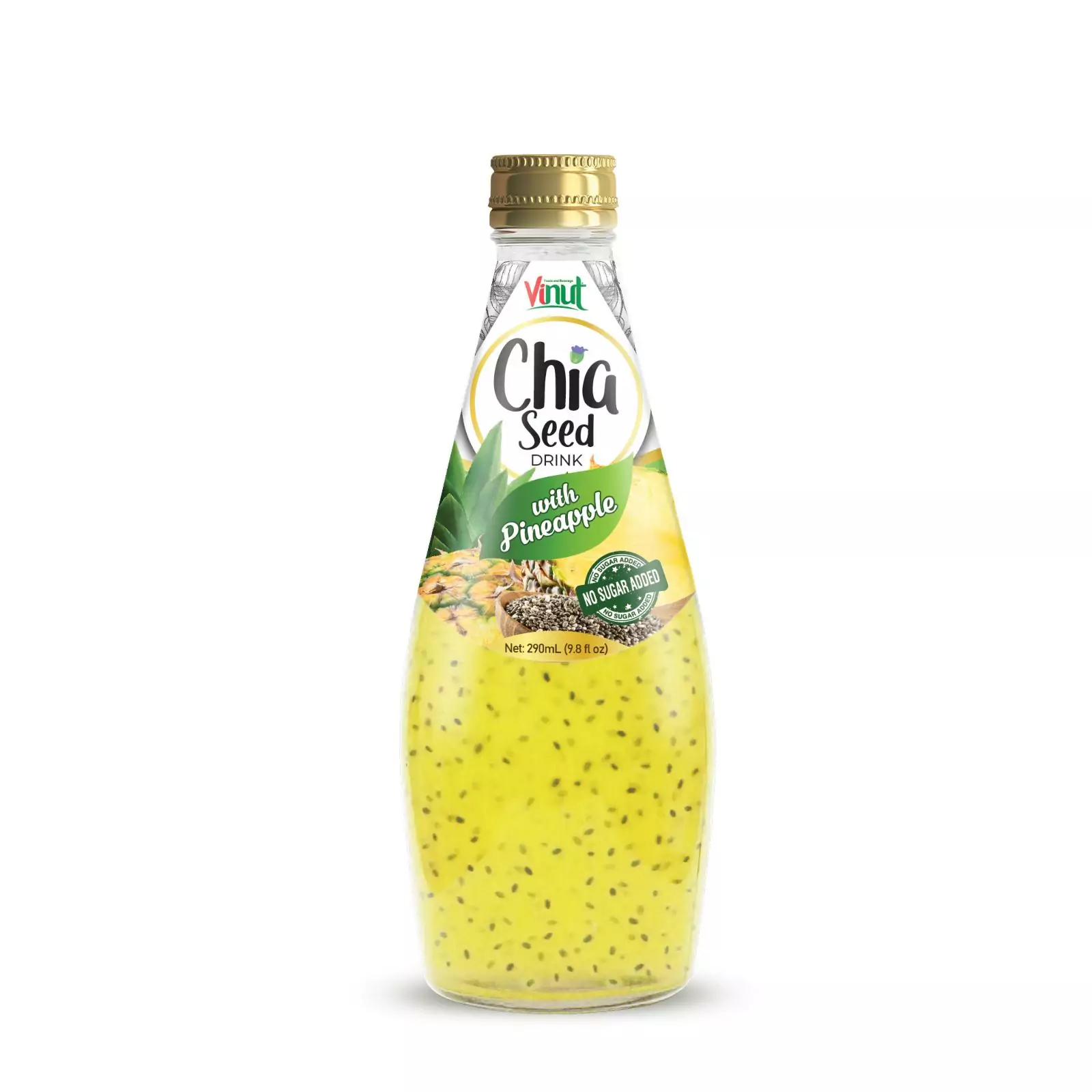 9.8 fl oz Vinut Chia seed drink with Pineapple (no sugar added)