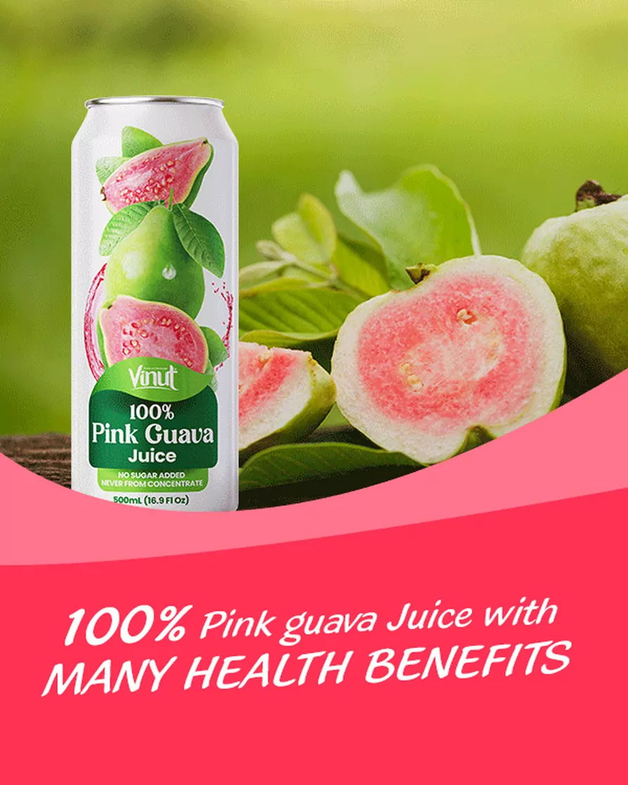 100% Pink Guava Juice drink vinut without pulp 600x750