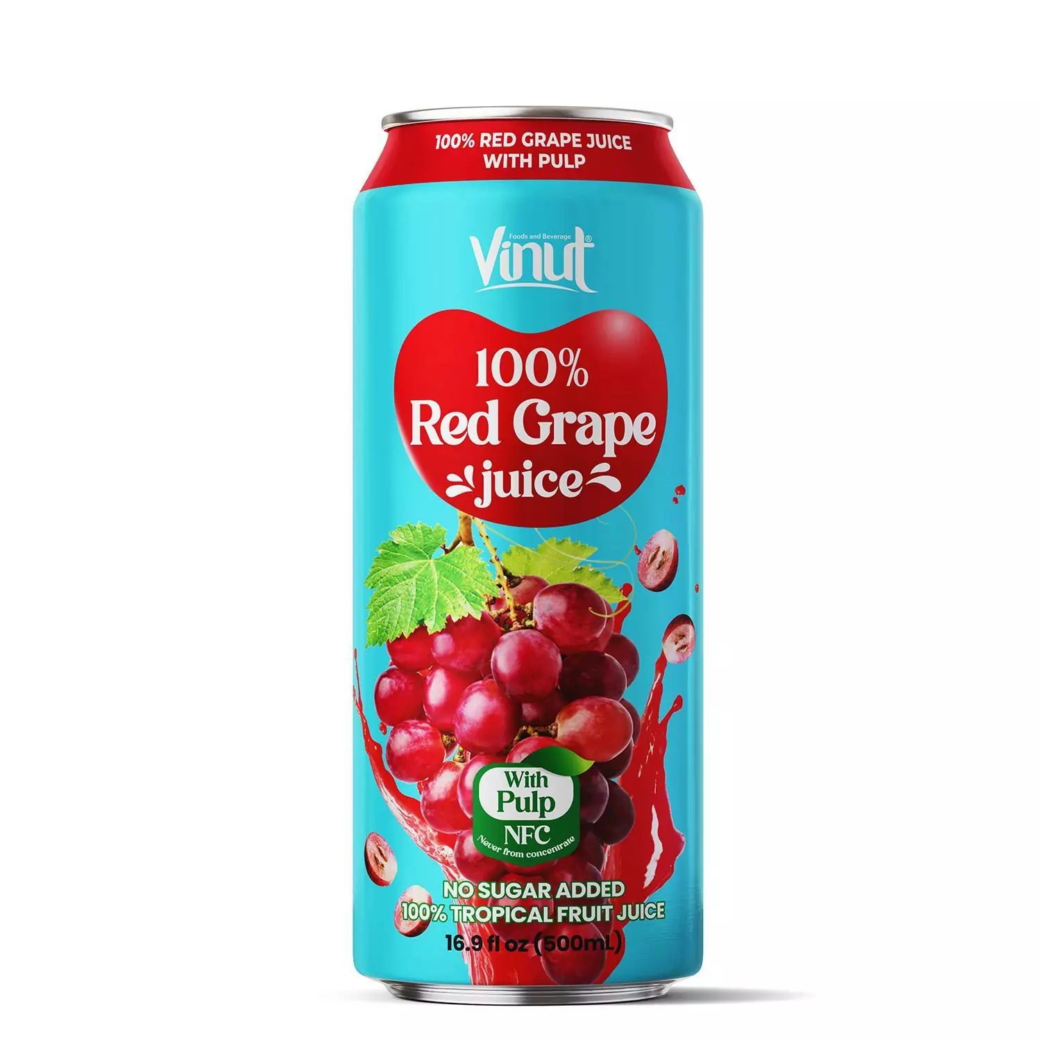 16.9 fl oz Vinut 100 NFC Tropical Red Grape Juice drink with Pulp No Sugar Added