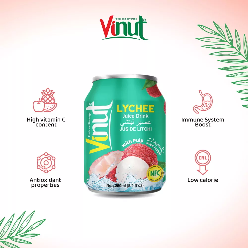 250ml Vinut Lychee Juice drink with Pulp 2 2