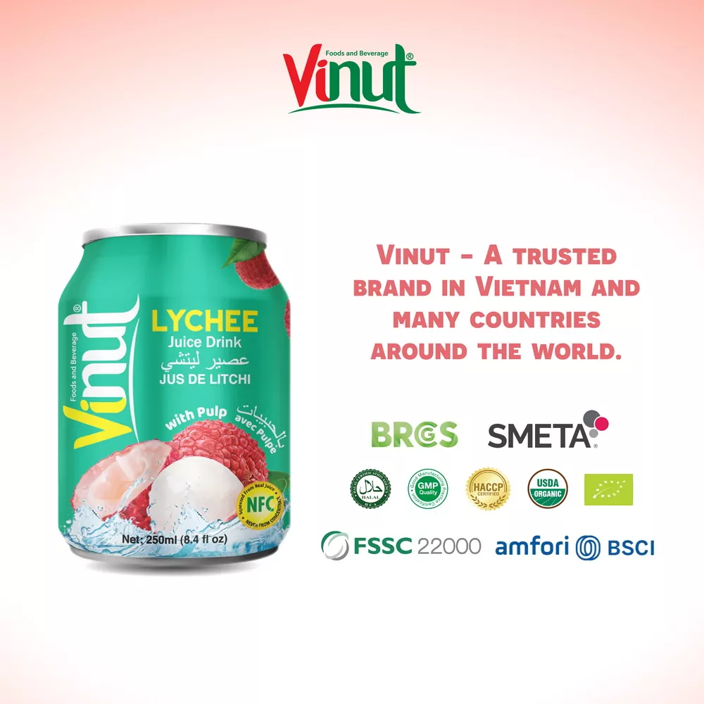 250ml Vinut Lychee Juice drink with Pulp 4 1