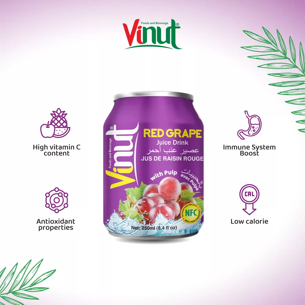 250ml Vinut Red Grape Juice drink with Pulp 2 1