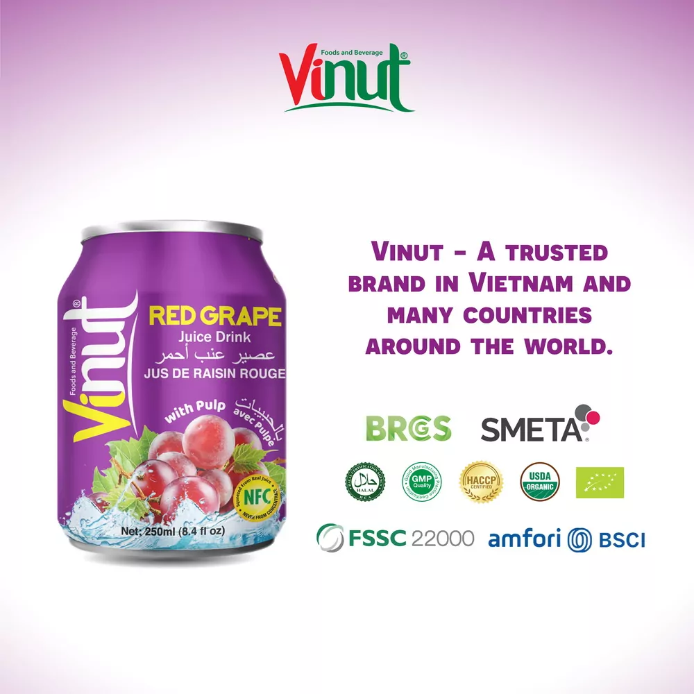 250ml Vinut Red Grape Juice drink with Pulp 4 1