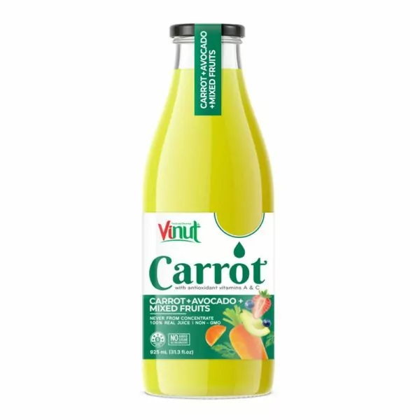 31.3 fl oz Vinut NFC Carrot  & Avocado and Mixed Fruit (Strawberry, Blueberry) Juice drink (with antioxidant Vitamins A & C) 100% Real Juice, Non-GMO
