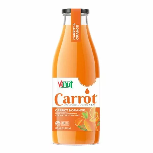 31.3 fl oz Vinut NFC Carrot & Orange Juice drink (with antioxidant Vitamins A & C) 100% Real Juice, Non-GMO