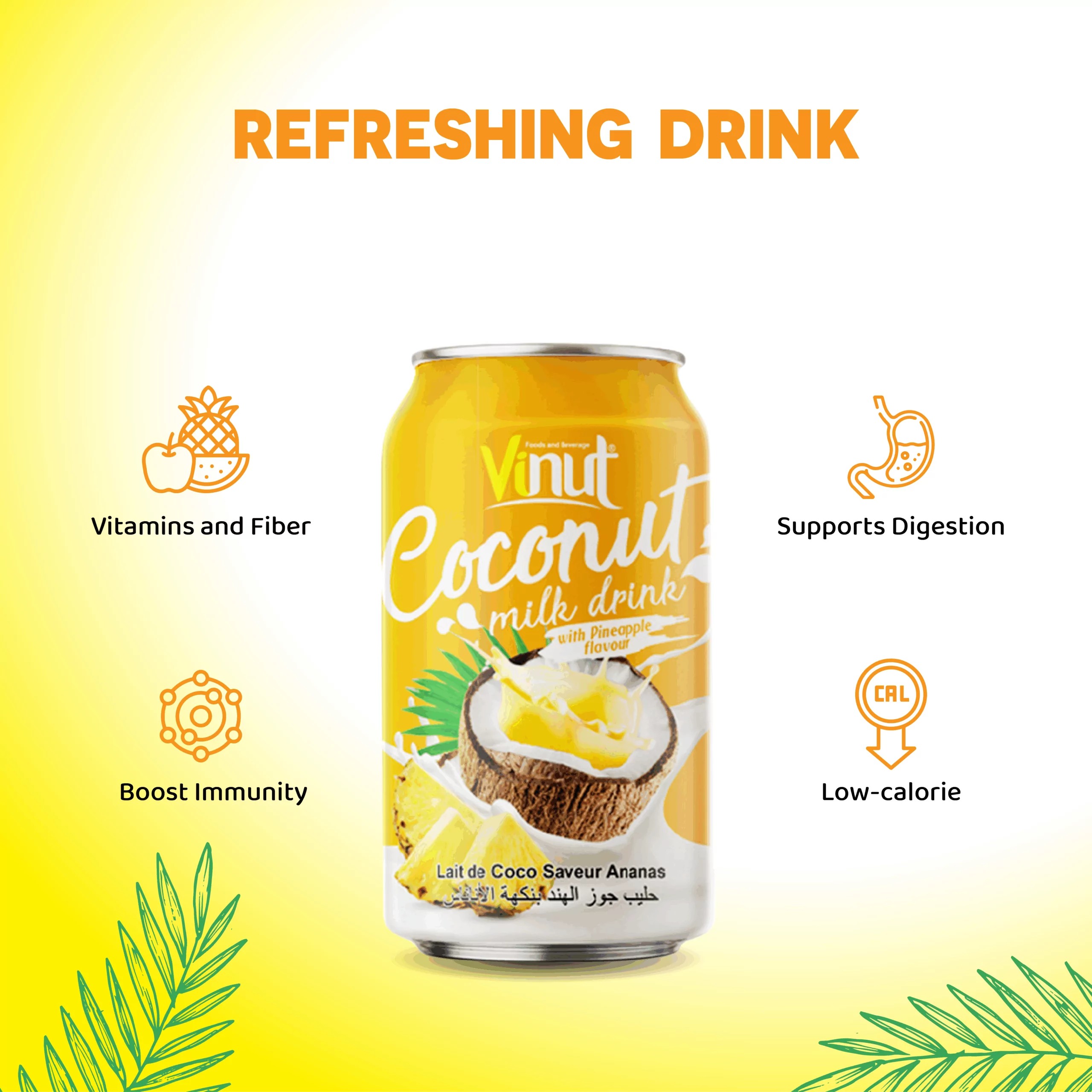 11.1 fl oz Vinut Coconut Milk with Pineapple Flavor 11.1 fl oz Vinut Coconut Milk with Pineapple Flavor