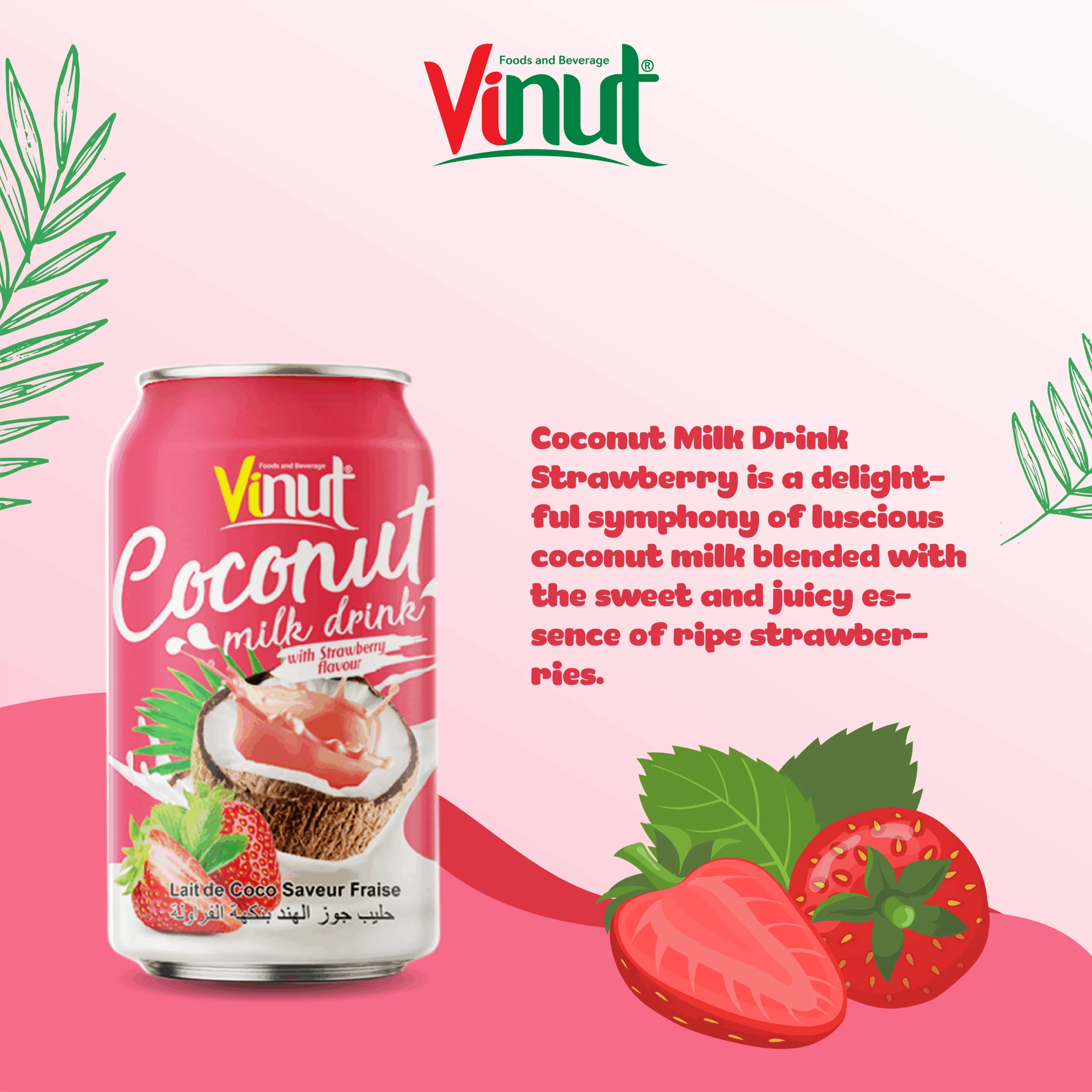 11.1 fl oz Vinut Coconut Milk with Strawberry Flavor