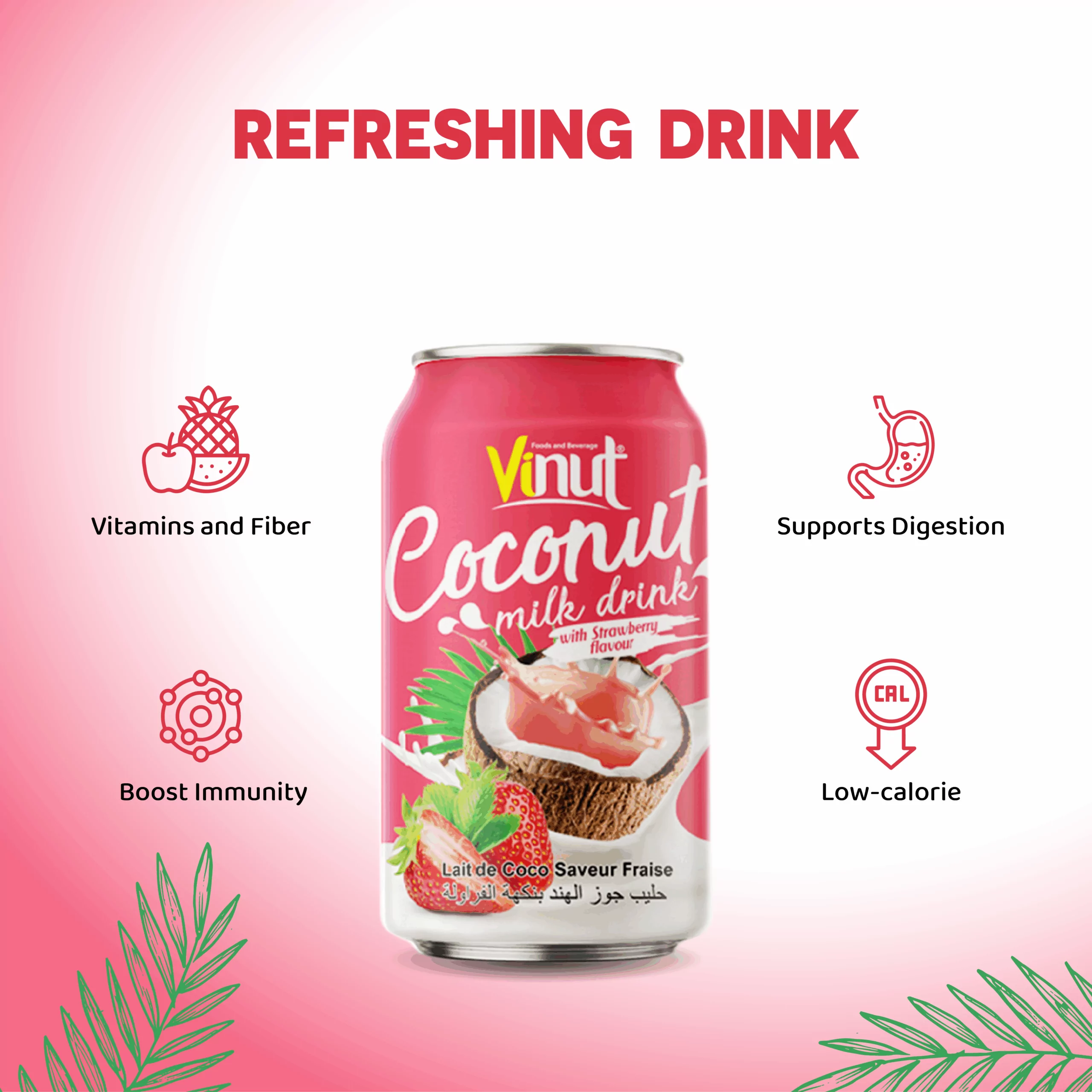 11.1 fl oz Vinut Coconut Milk with Strawberry Flavor
