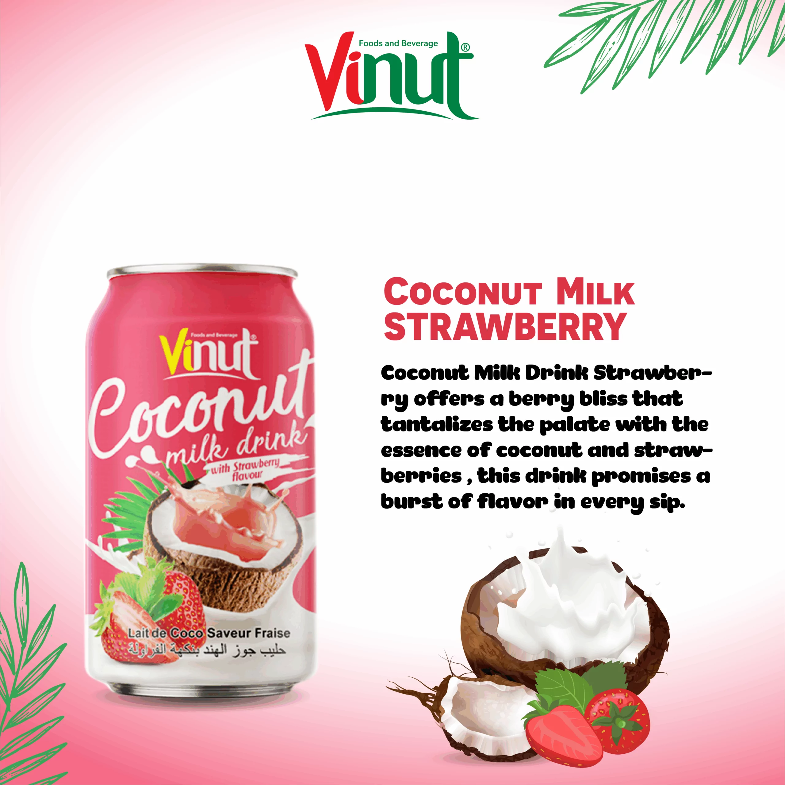 11.1 fl oz Vinut Coconut Milk with Strawberry Flavor