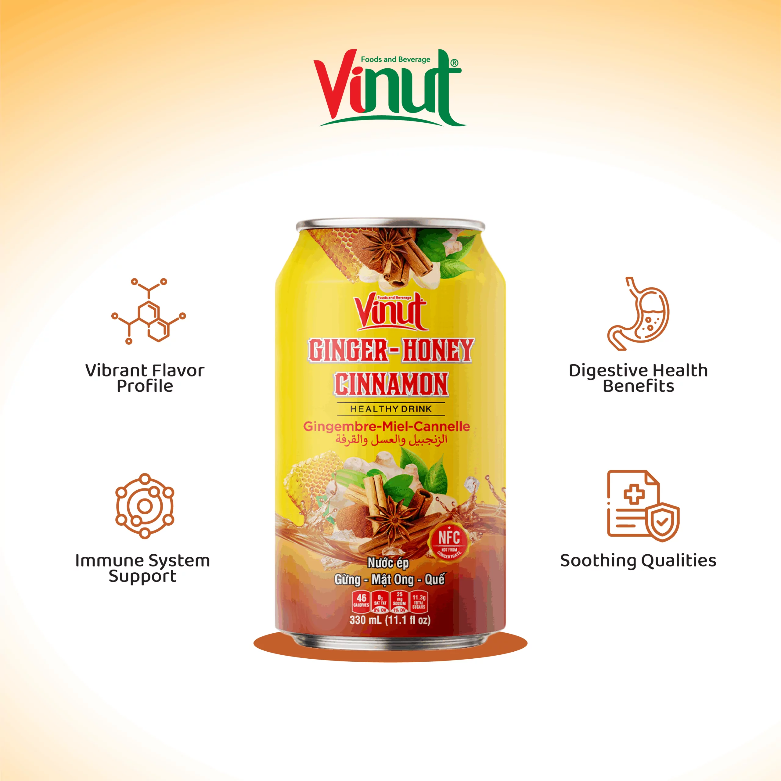 11.1 fl oz Vinut Ginger, Honey, and Cinnamon Juice Drink - Image 3