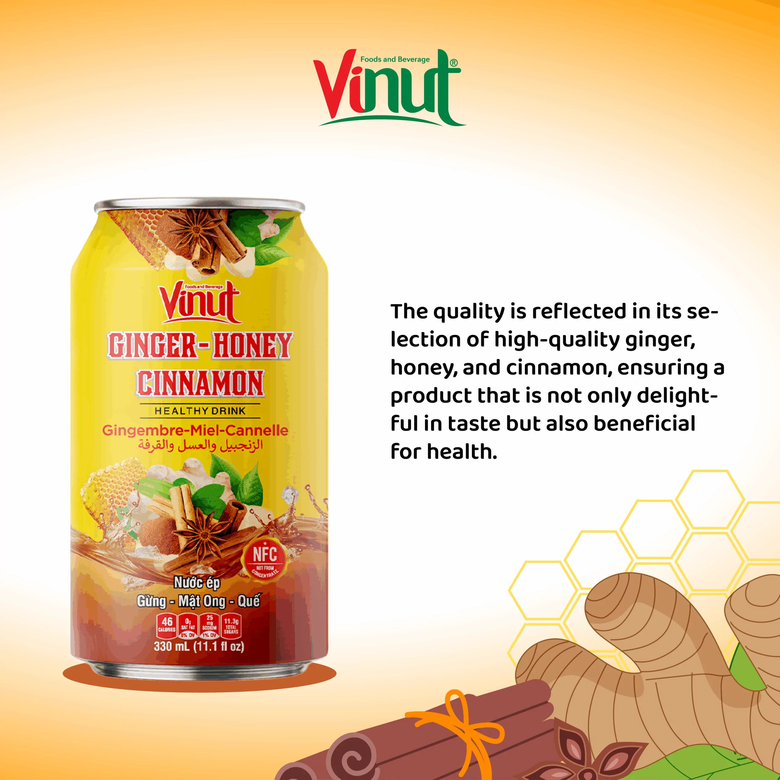 11.1 fl oz Vinut Ginger, Honey, and Cinnamon Juice Drink - Image 4