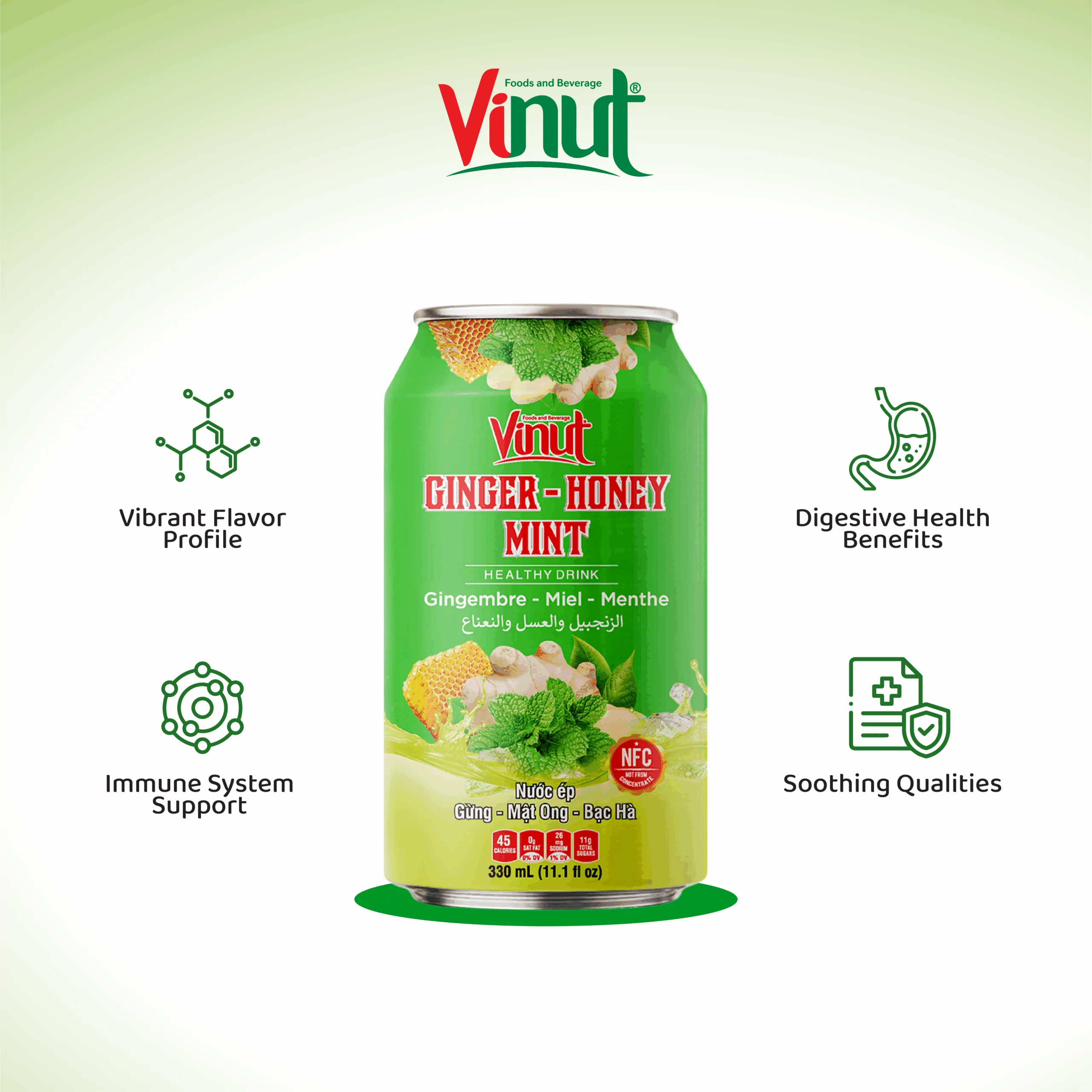 11.1 fl oz Vinut Ginger, Honey, and Mint Juice Drink - Image 3