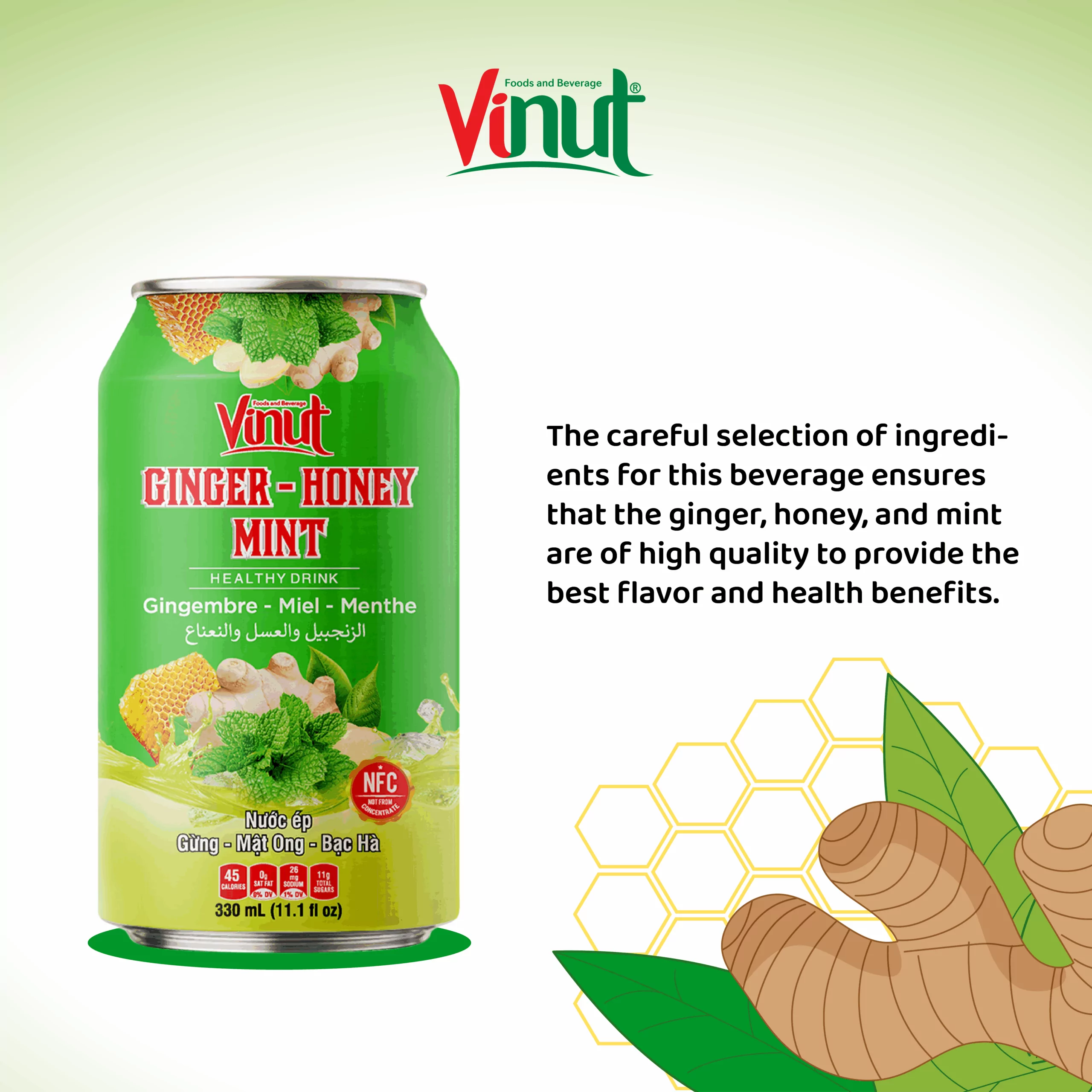 11.1 fl oz Vinut Ginger, Honey, and Mint Juice Drink - Image 4