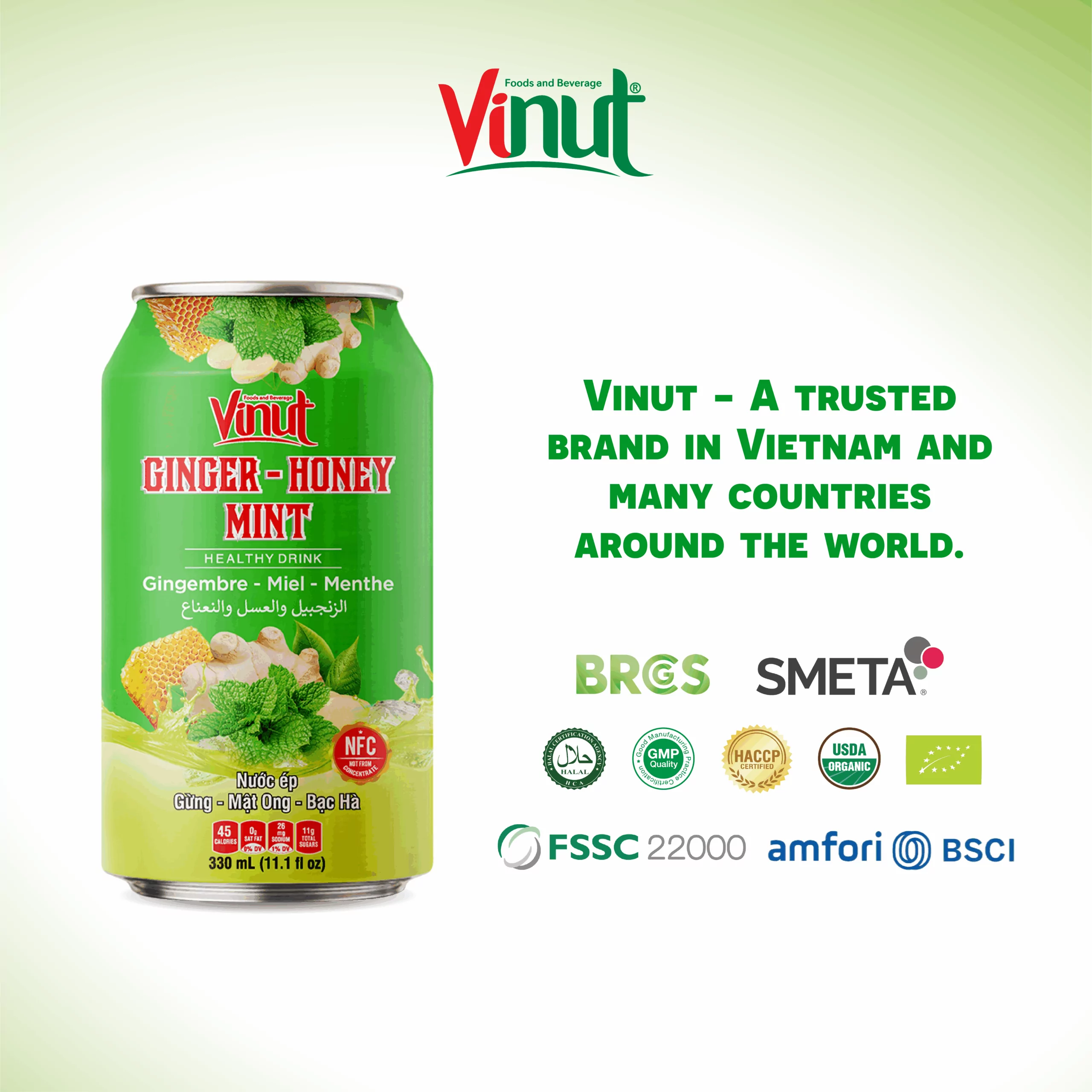 11.1 fl oz Vinut Ginger, Honey, and Mint Juice Drink - Image 5