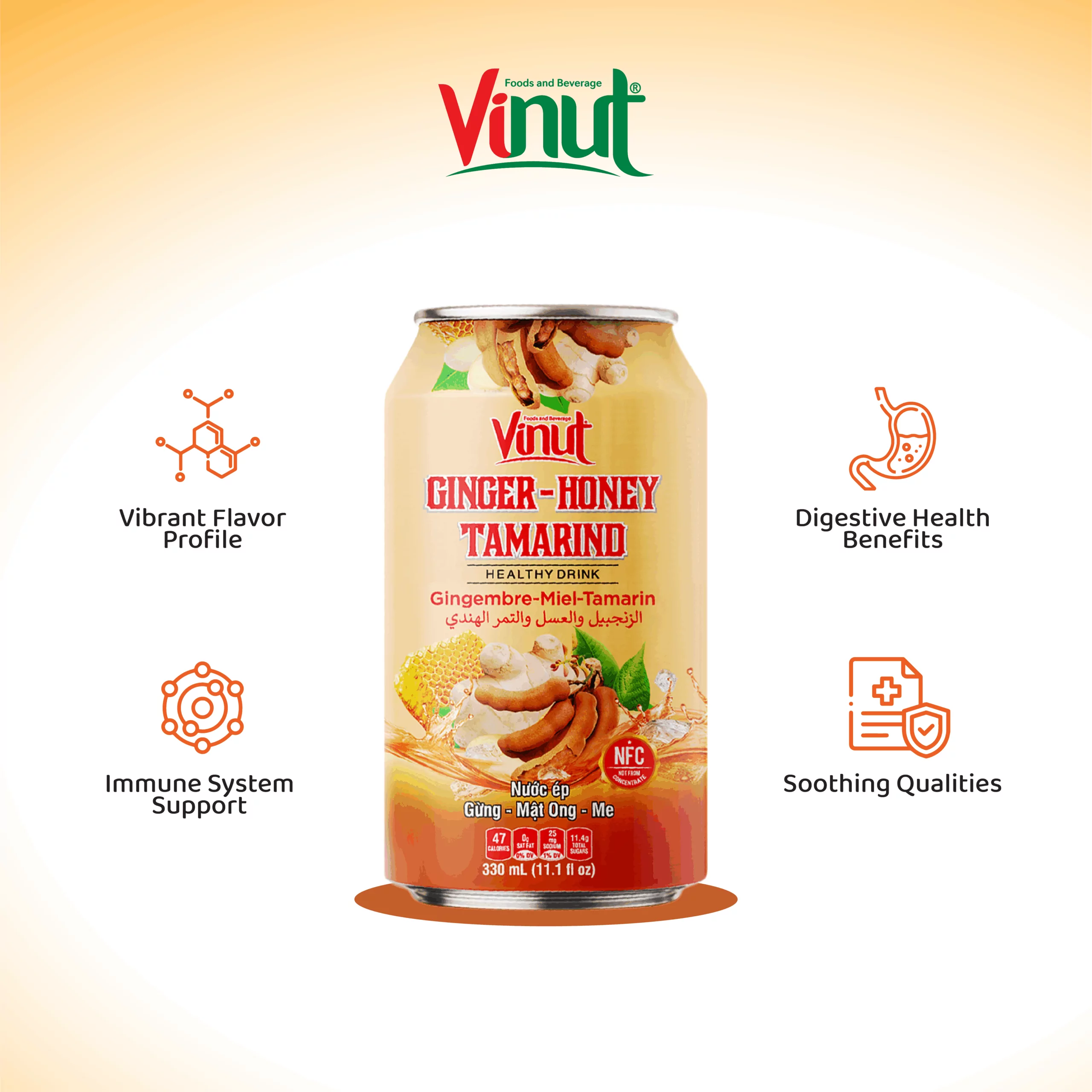 11.1 fl oz Vinut Ginger, Honey, and Tamarind Juice Drink - Image 3