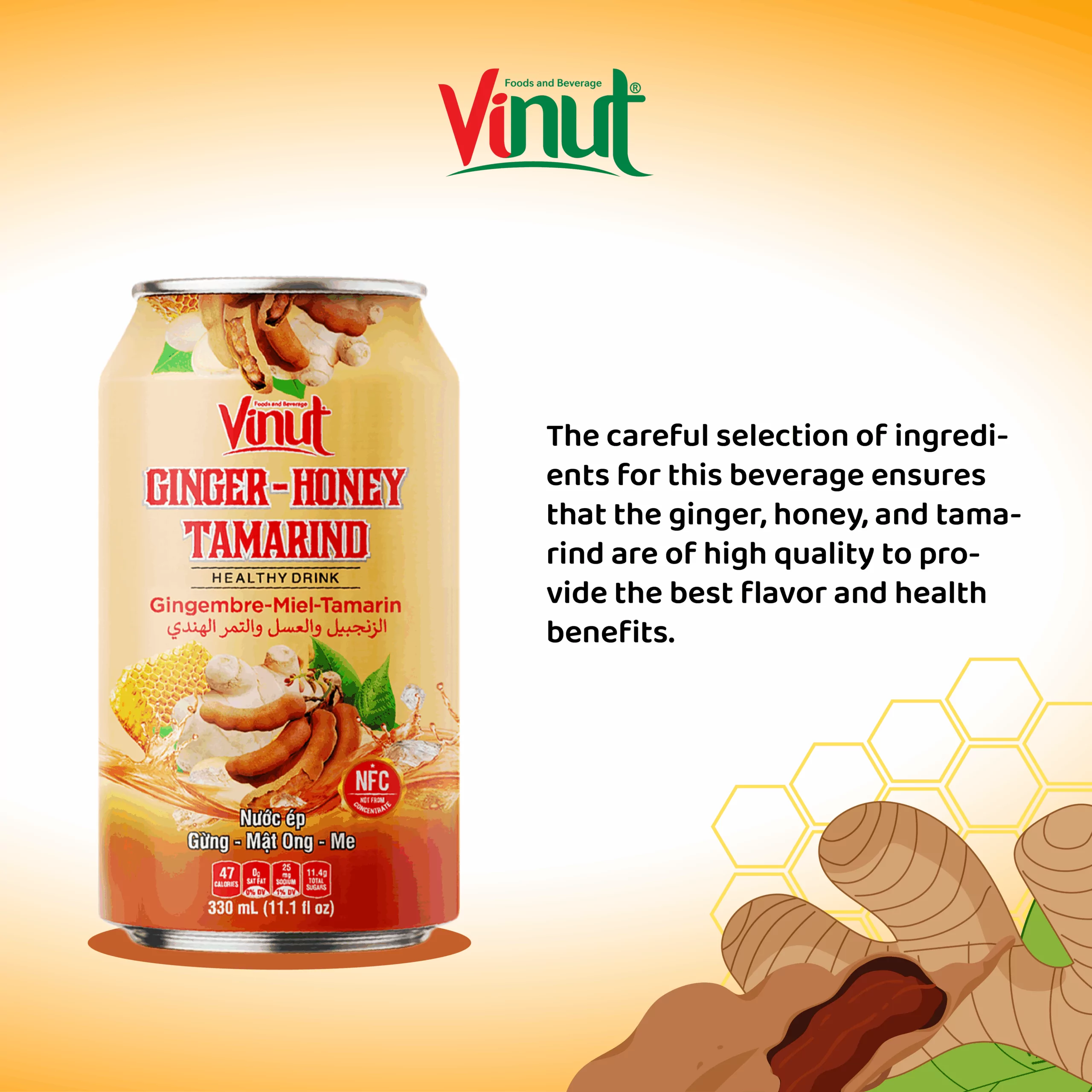 11.1 fl oz Vinut Ginger, Honey, and Tamarind Juice Drink - Image 4