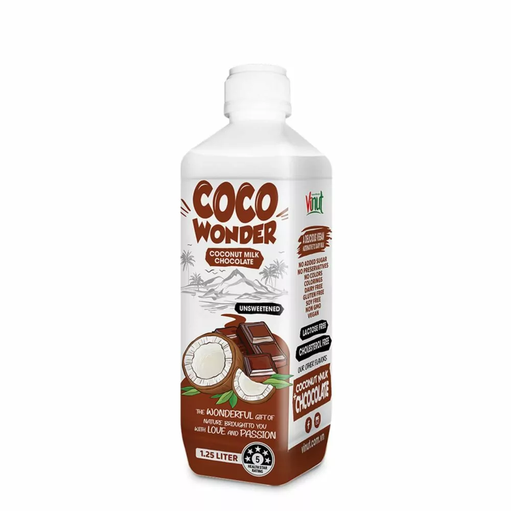 1.25L Cocowonder Coconut milk with Chocolate Lactose Free No Added Sugar Gluten Free No Preservatives Zero Cholesterol Dairy Free Source of Calcium Vitamins