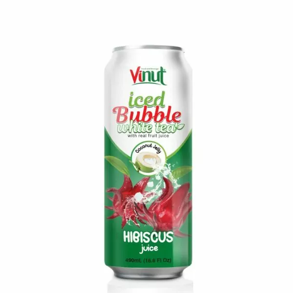 16.9 fl oz Vinut Iced Bubble Green Tea with Real fruit Juice ( Hibiscus Juice, Coconut Jelly)