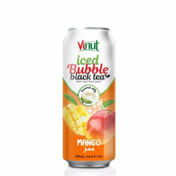 16.9 fl oz Vinut Iced Bubble Green Tea with Real fruit Juice ( Mango Juice, Coconut Jelly)