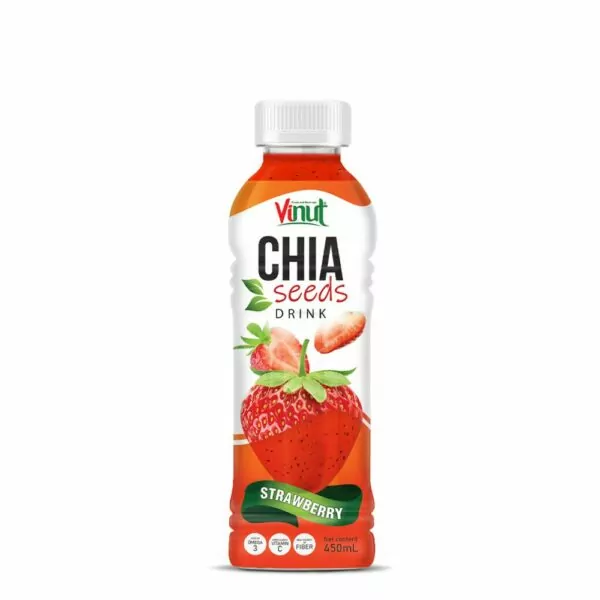 450ml Vinut Chia Seed Drink with Strawberry ( Enrich Omega 3, Vitamin C, Fiber)