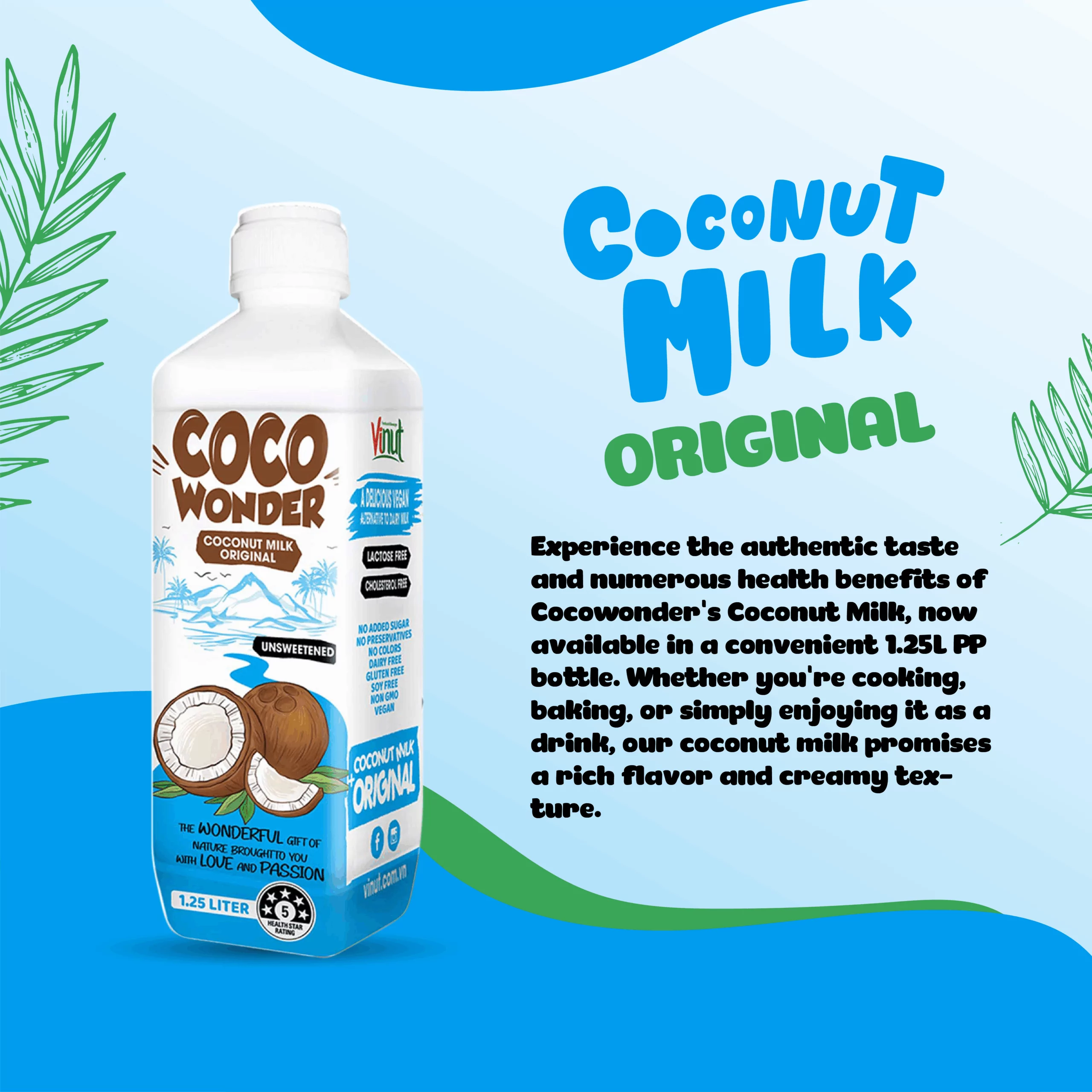 coco wonder ORIGINAL_Artboard 4 1.25L Cocowonder Coconut milk Original - Image 4