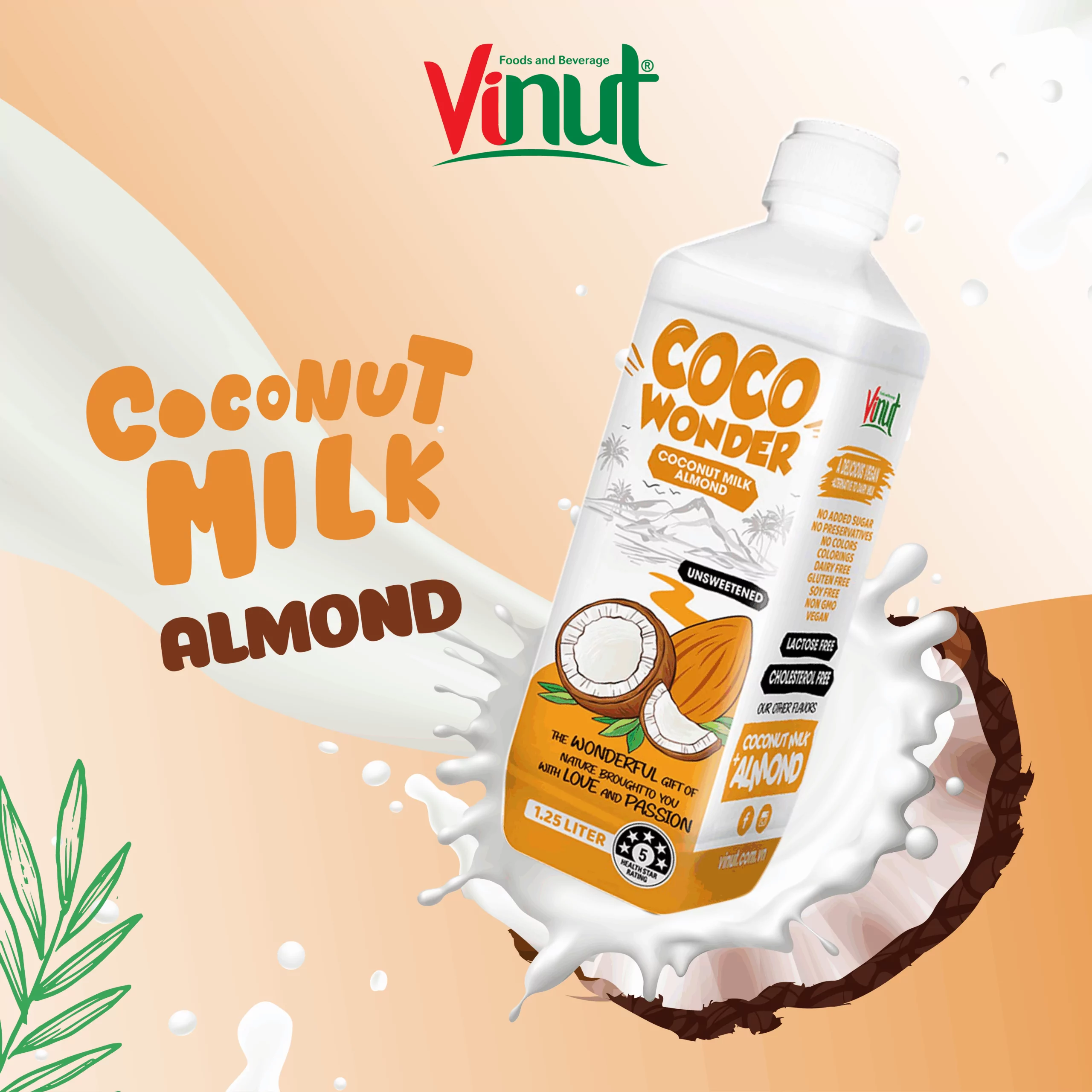1.25L Cocowonder Coconut Milk with Almond - Image 2