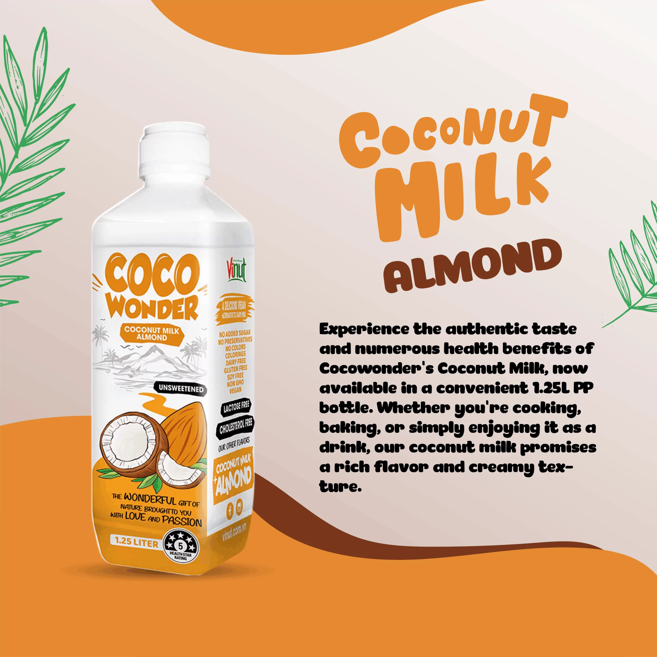 1.25L Cocowonder Coconut Milk with Almond - Image 3