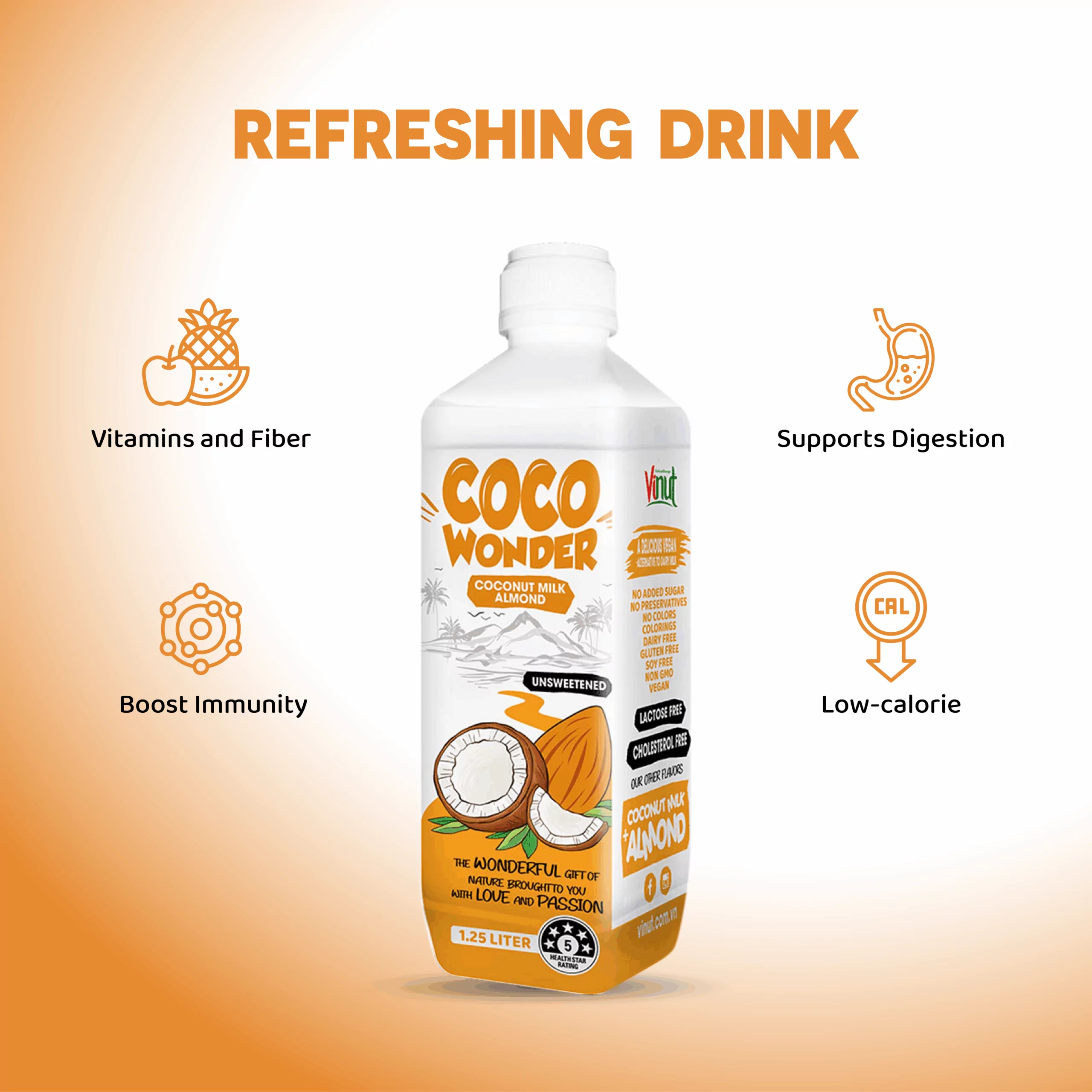 1.25L Cocowonder Coconut Milk with Almond - Image 4