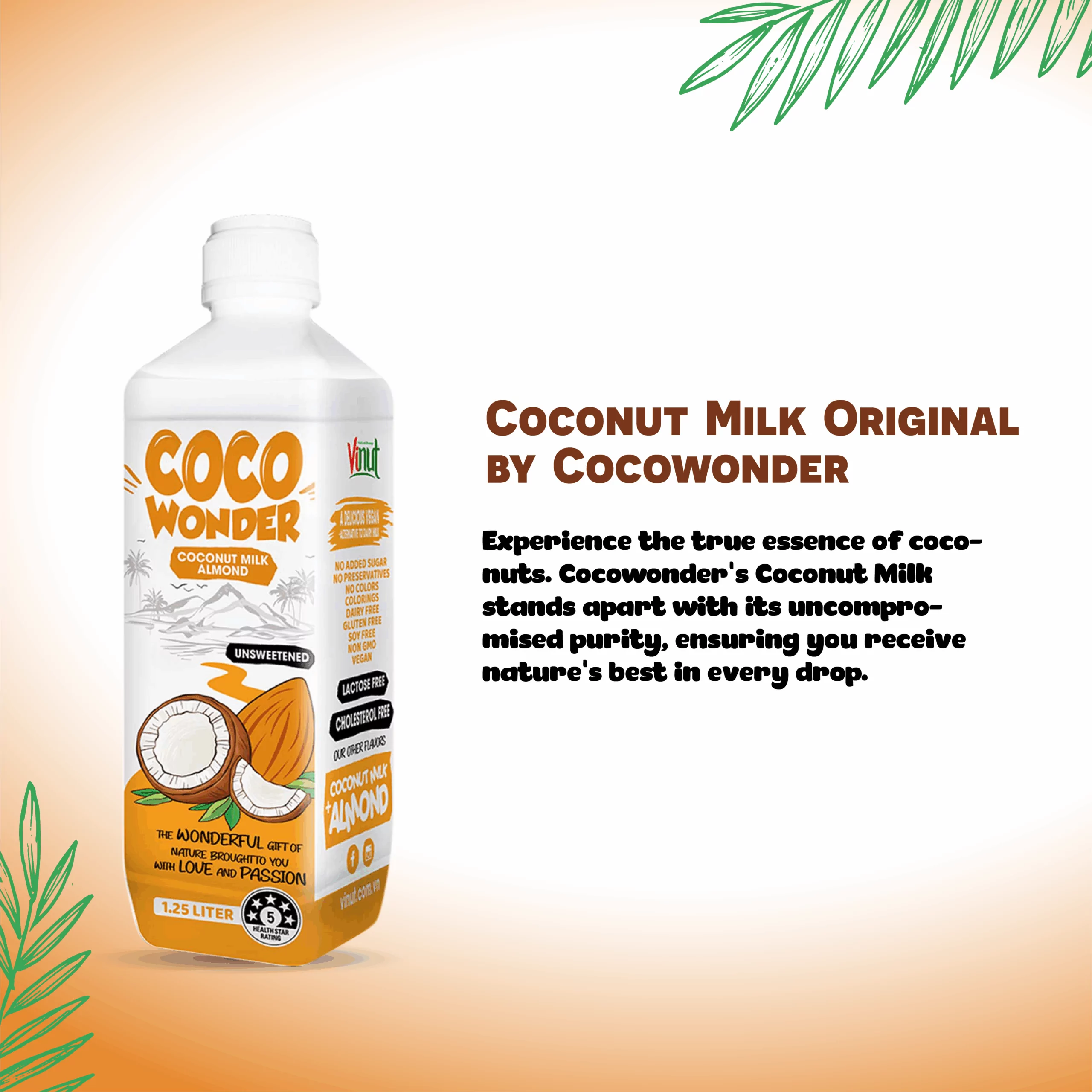 1.25L Cocowonder Coconut Milk with Almond - Image 5