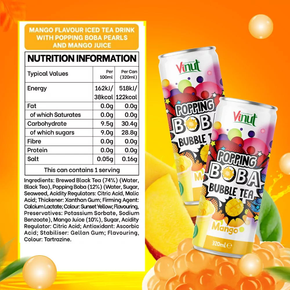 320ml Popping Boba Bubble Tea With Mango Flavor 1000x1000 5