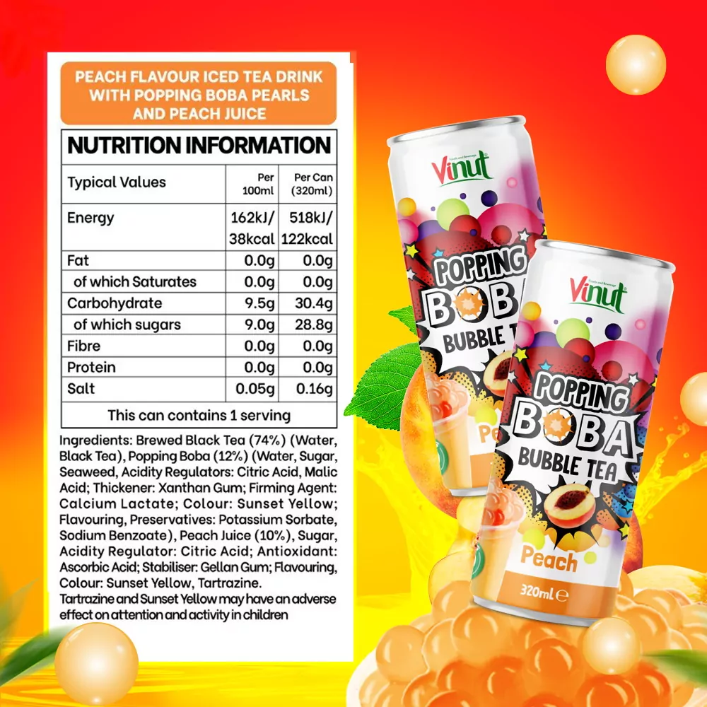 320ml Popping Boba Bubble Tea With Peach Flavor 1000x1000 5