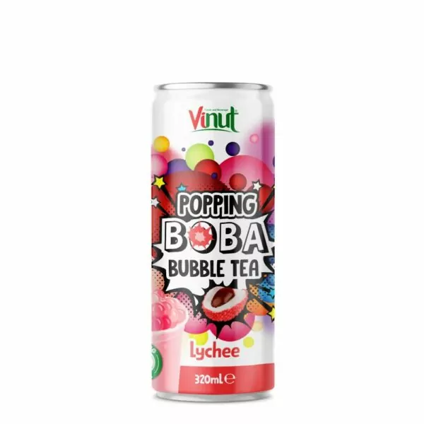 320ml Vinut Popping Boba Bubble Tea with Lychee Flavor