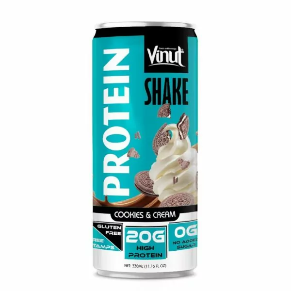 11.16 fl oz Vinut Cookie & Cream Protein Shake (20G High Protein, Gluten free, No sugar added)