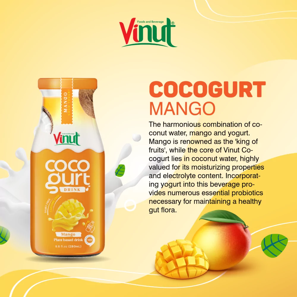 280ml Vinut Cocogurt (Coconut milk) drink with Mango(Lactose free, Dairy free, Plant based)