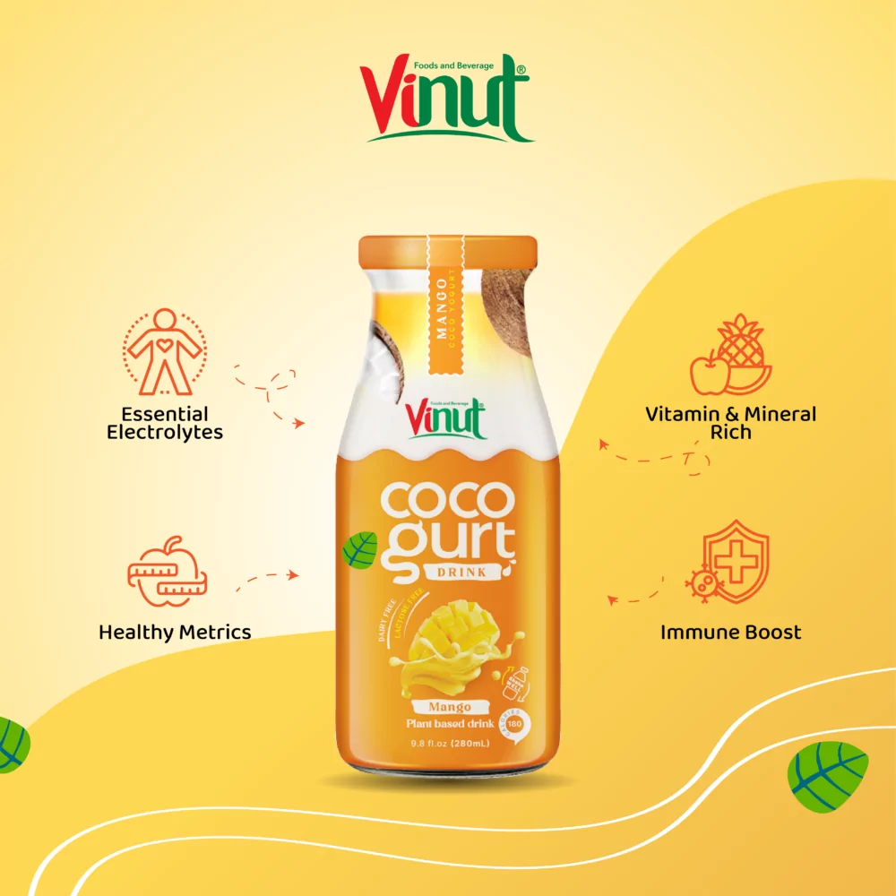280ml Vinut Cocogurt (Coconut milk) drink with Mango(Lactose free, Dairy free, Plant based)