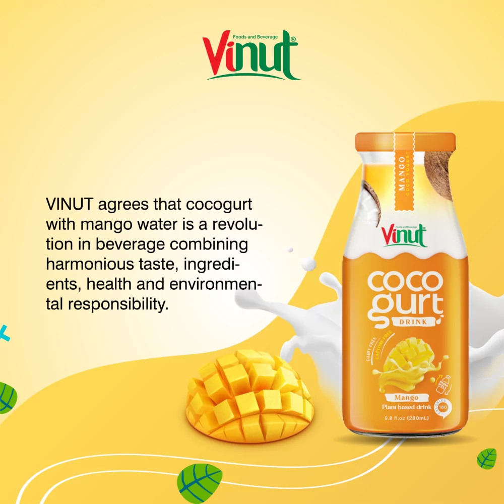 280ml Vinut Cocogurt (Coconut milk) drink with Mango(Lactose free, Dairy free, Plant based)