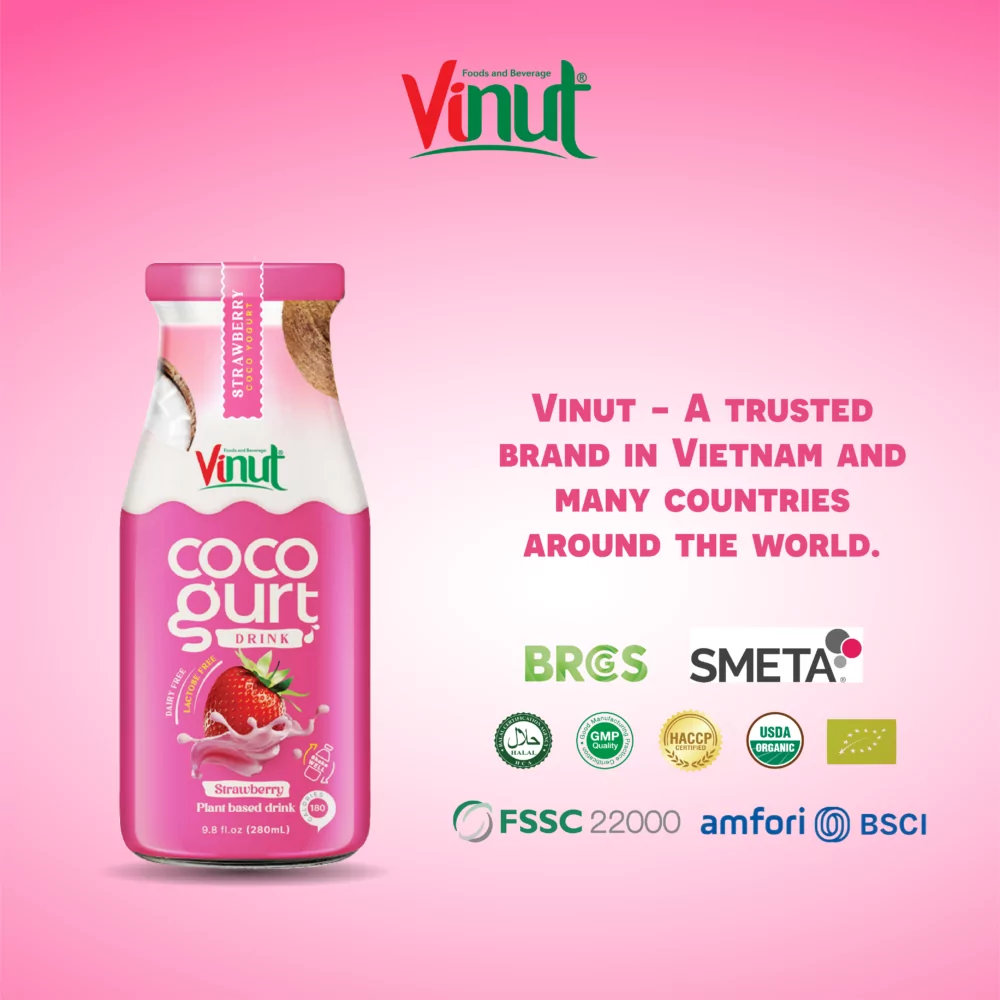 280ml Vinut Cocogurt (Coconut milk) drink with Strawberry (Lactose free, Dairy free, Plant based)