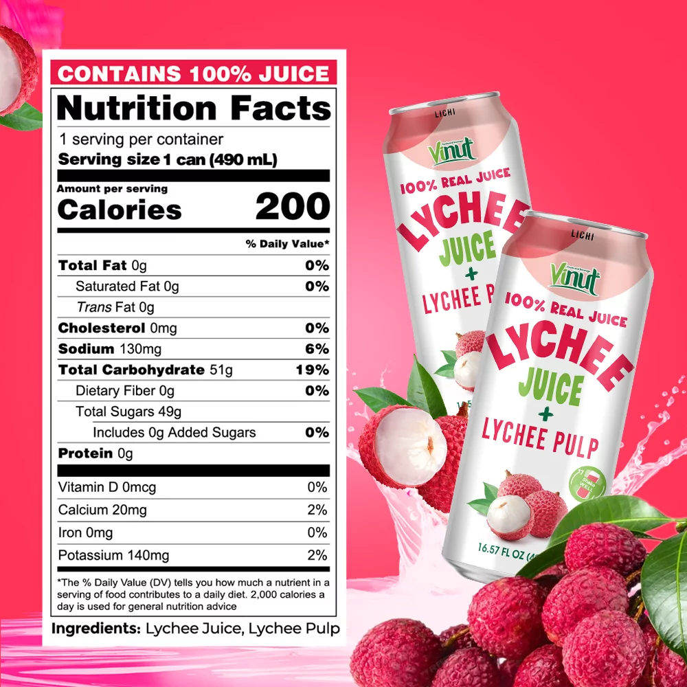 16. 57 fl oz Vinut 100% NFC Tropical Lychee Juice Drink with Pulp (No Added Sugar) - Image 3