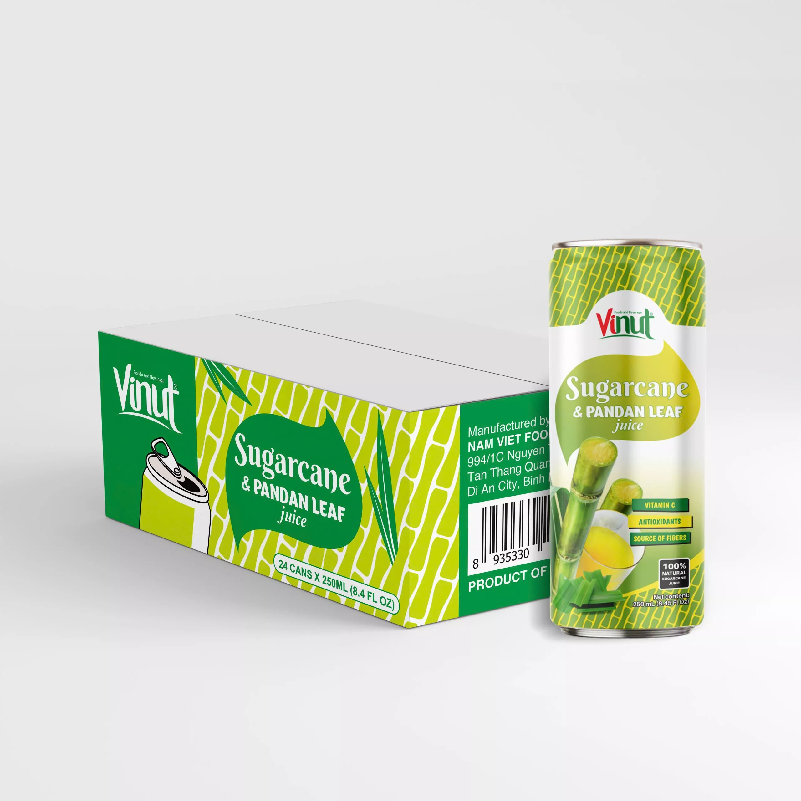 VINUT 250ml 100% Natural Sugarcane & Panda Leaf Juice (Rich in Vitamin C, Antioxidants, and Fiber)